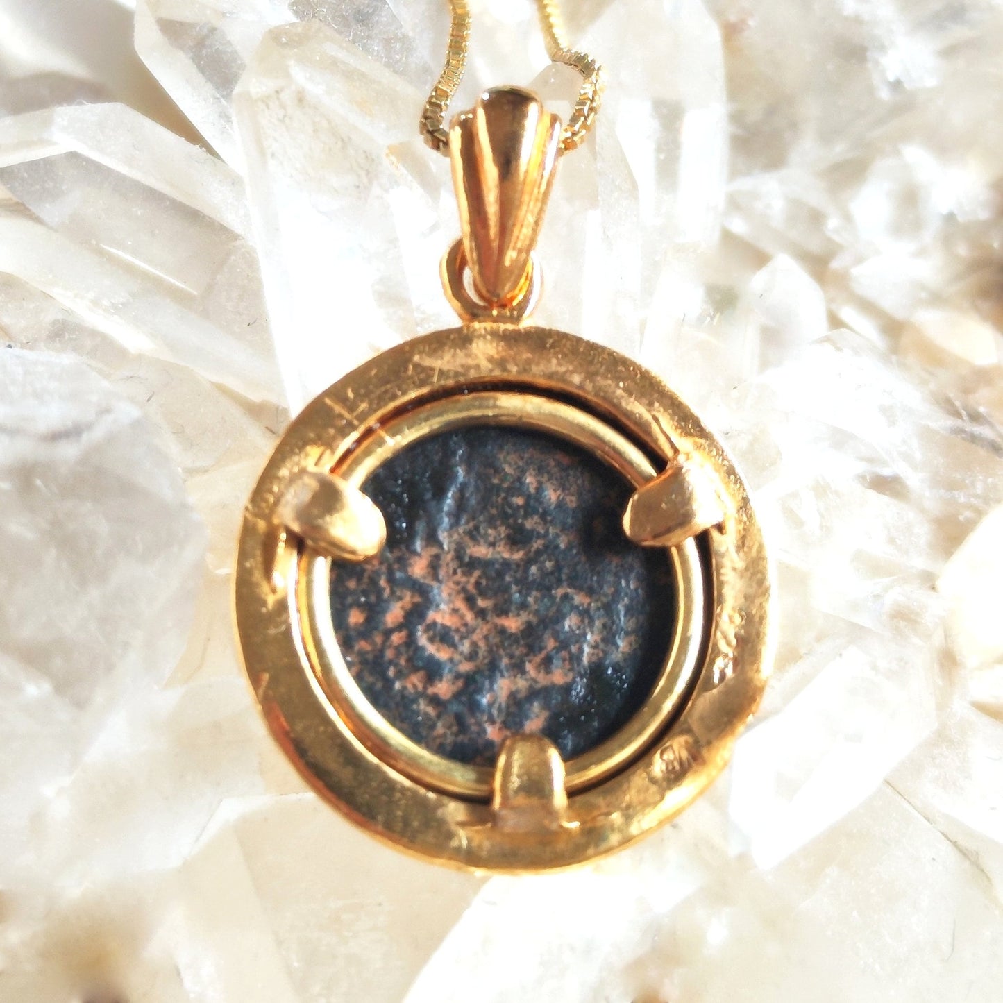 Ancient Masada Coin necklace, First Jewish Revolt Real Bronze Prutah Pendant, Jerusalem Second Temple coin, Roman Amphora Grape Leaf