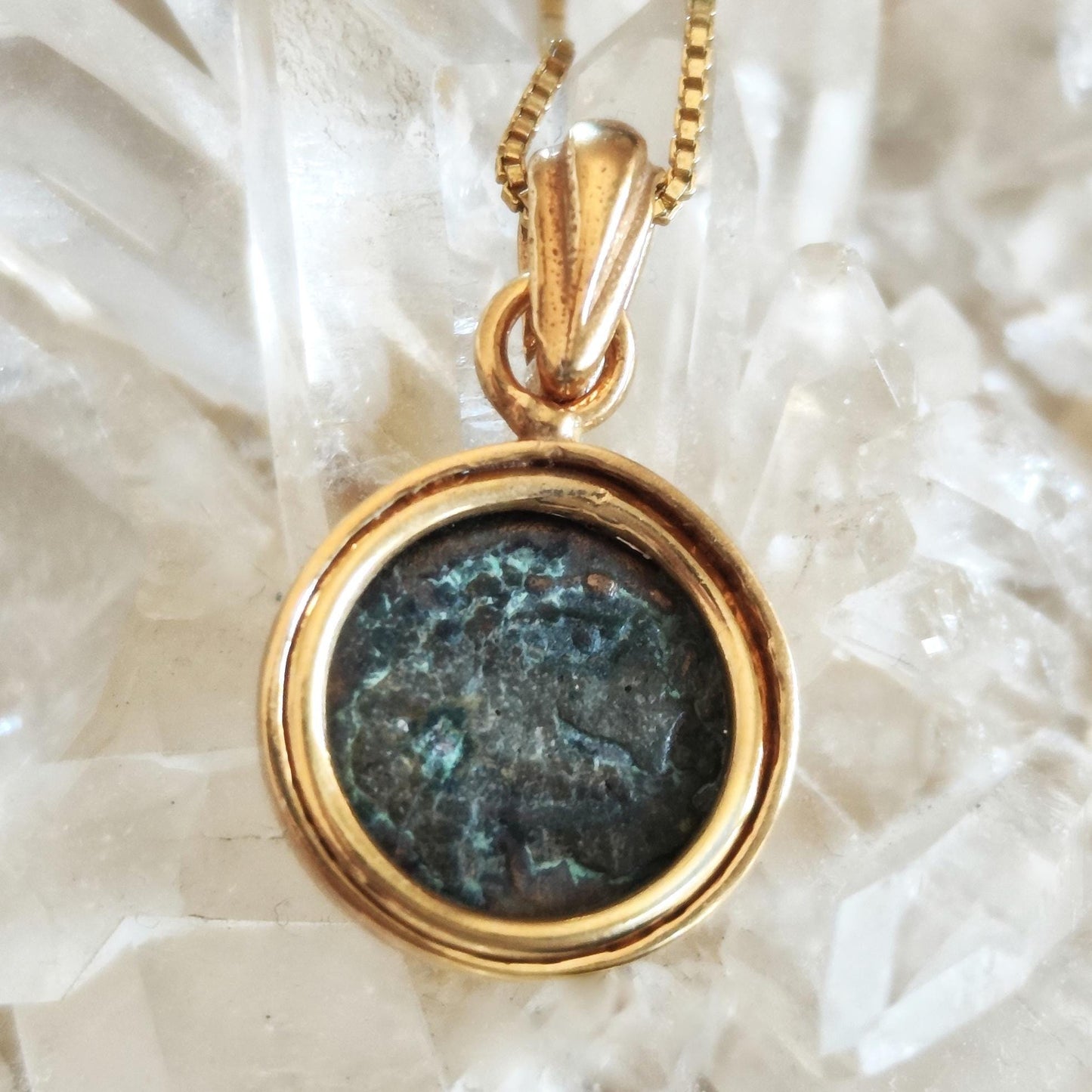 Widow's Mite Pendant, Genuine Ancient Coin Necklace, Vintage Gold Plated Small Coin Pendant, Widow Mite Jewelry, Jesus Christ Antique Coin