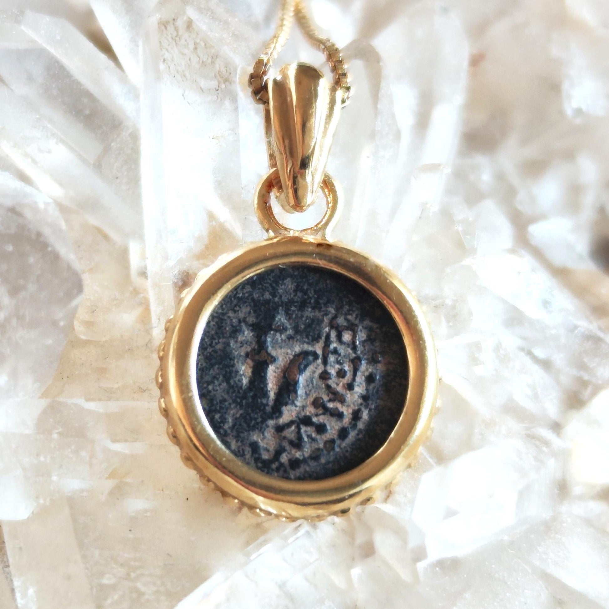 Mark 12:41 Genuine widow's mite Coin Pendant, Biblical Coin Gold Plated Small Necklace Barr Designs