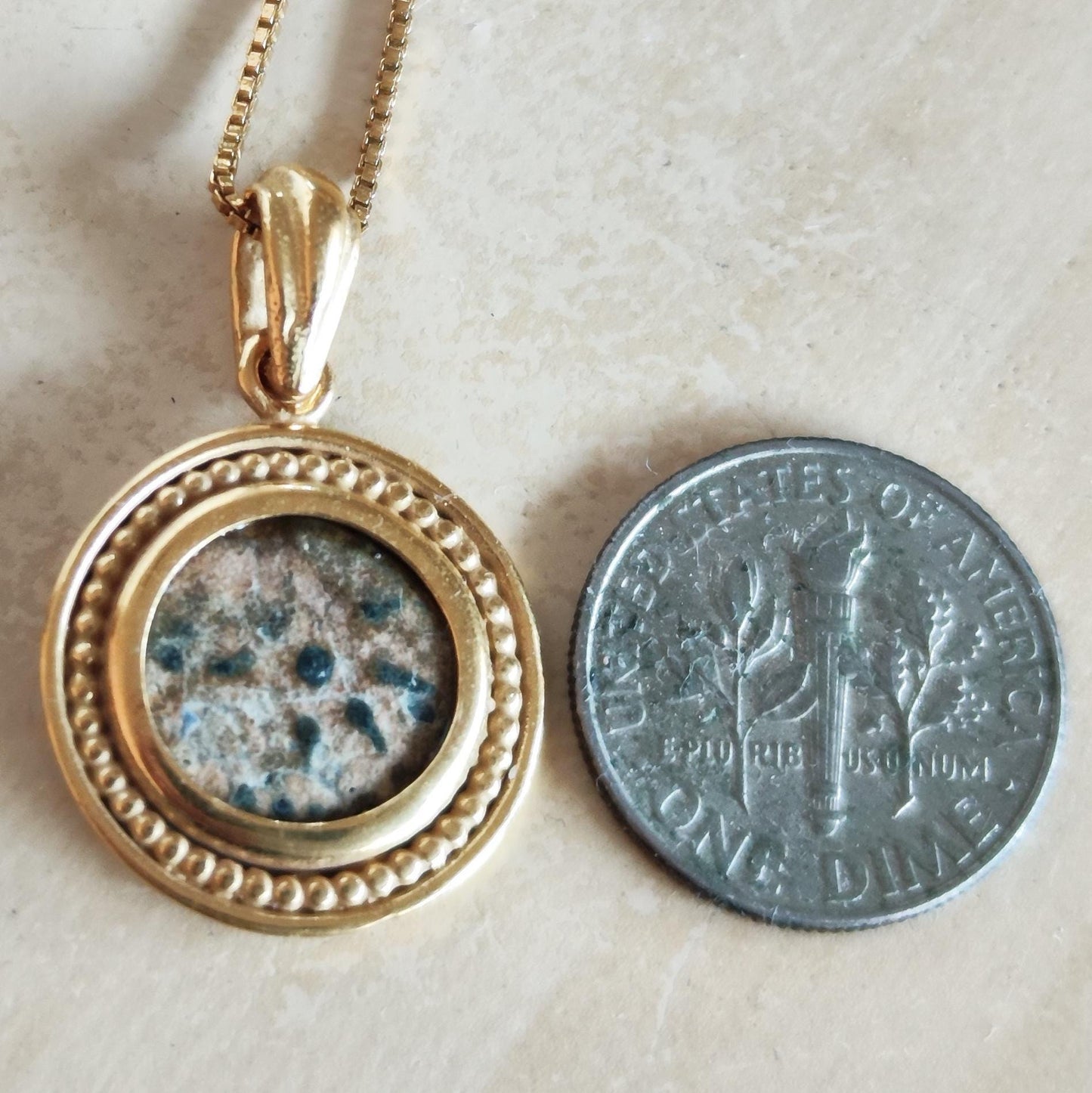 Antique widow's mite coin necklace, Biblical Coin Medallion, Ancient Judea bronze Prutah, Christian Jesus jewelry
