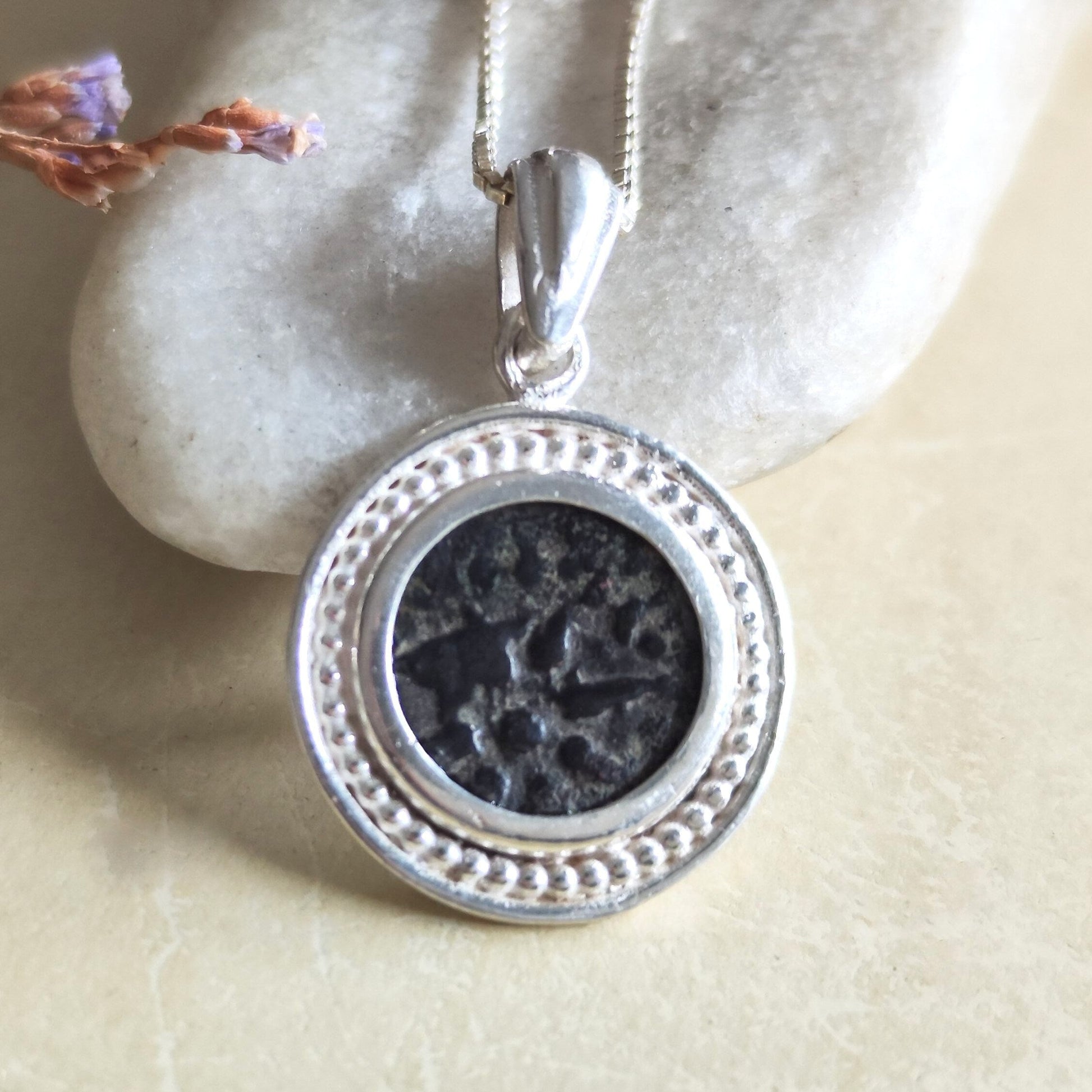 Sterling Silver Widow's Mite Pendant: Authentic Ancient Coin Necklace Barr Designs
