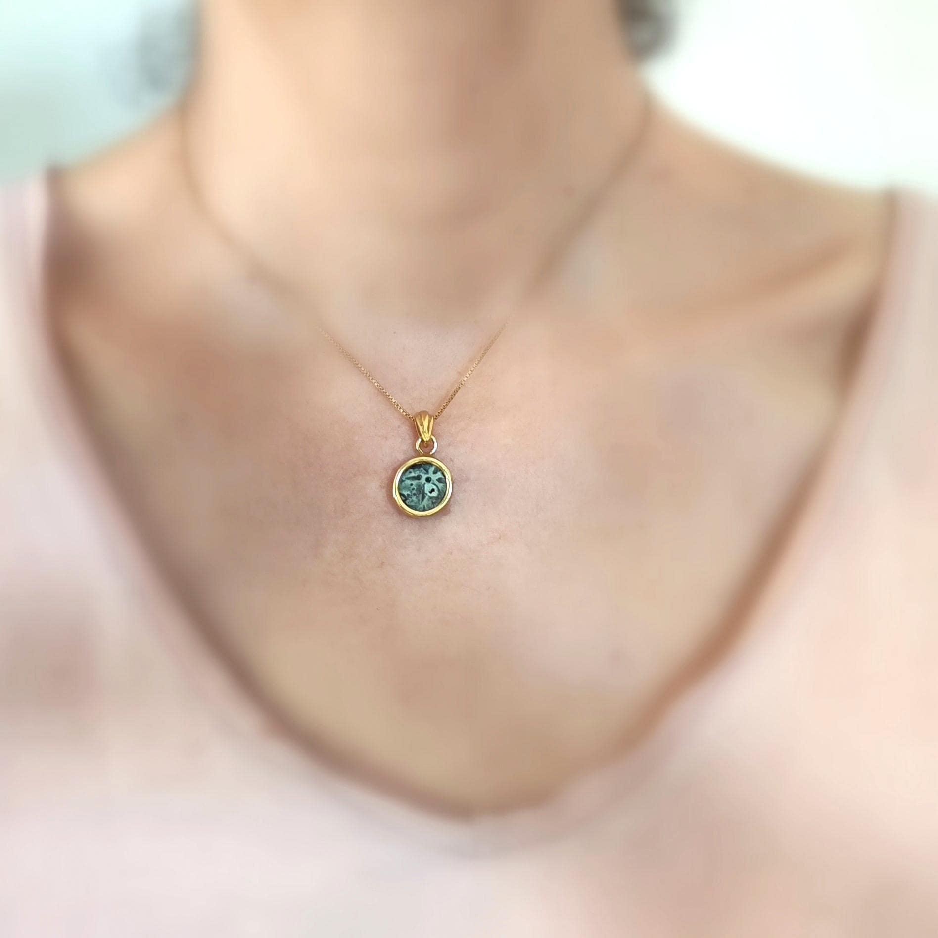 Widow's Mite Coin Necklace: Authentic Ancient Coin, 18K Gold-Plated Sterling Silver Barr Designs