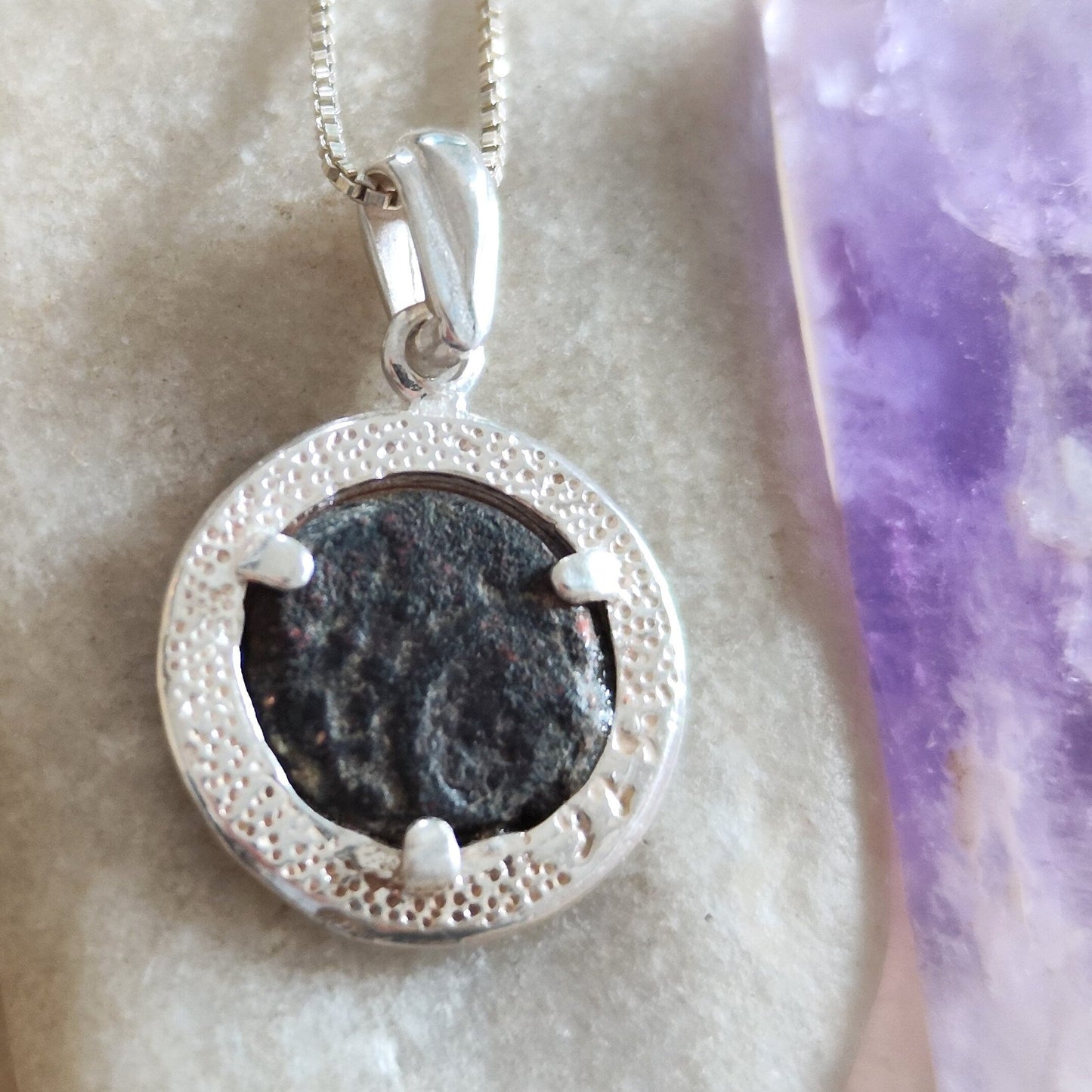 Sterling Silver Widow's Mite Pendant: Authentic Ancient Coin Necklace Barr Designs