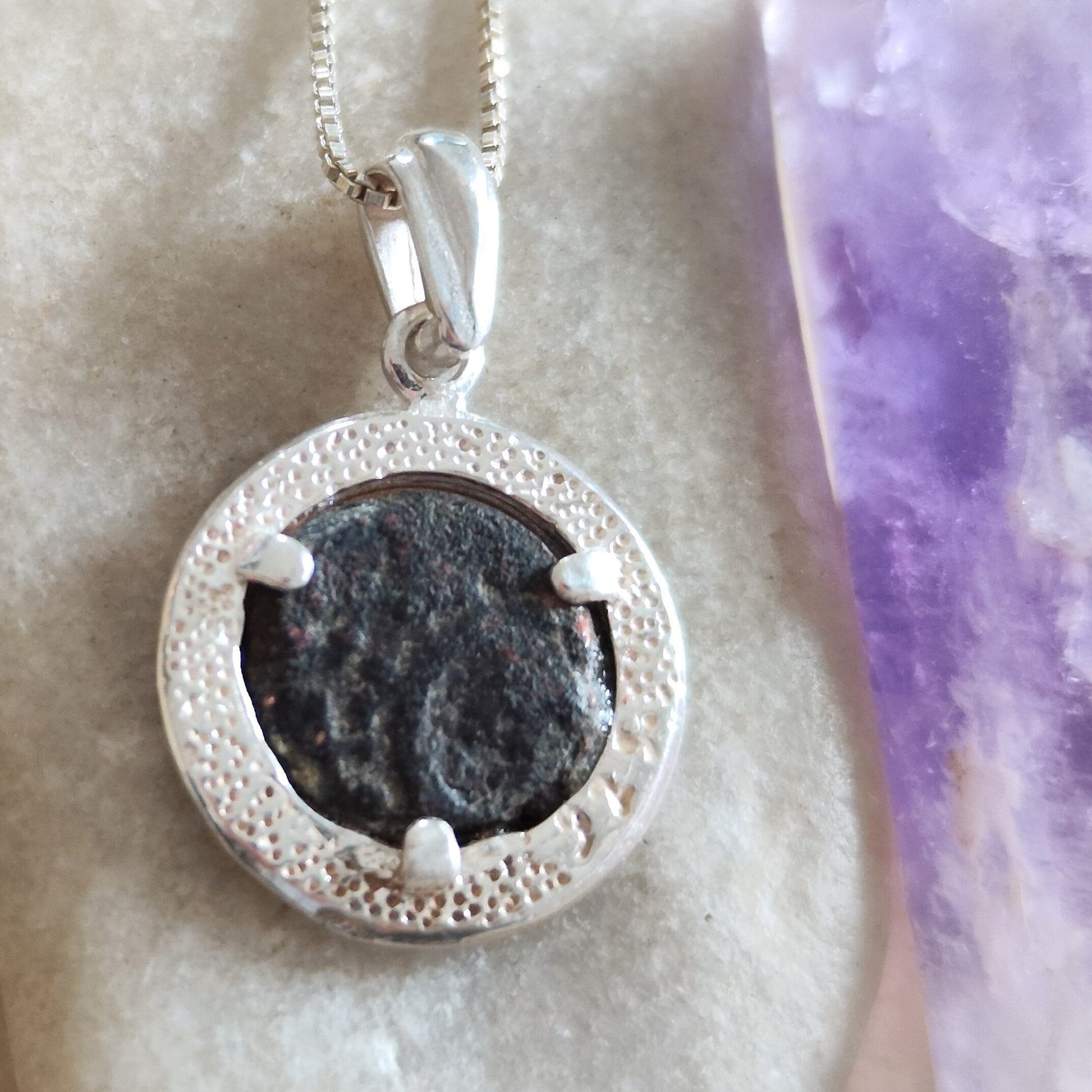 Sterling Silver Widow's Mite Pendant: Authentic Ancient Coin Necklace Barr Designs