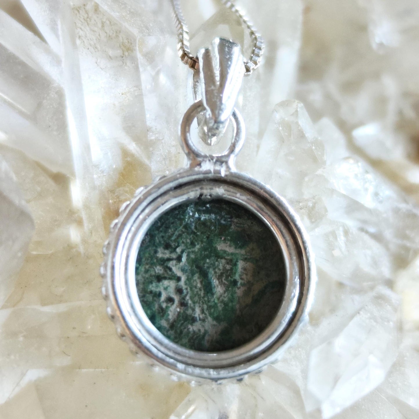 Real Antique Widow's Mite Coin Silver Necklace, Biblical Christian Small Medallion Barr Designs