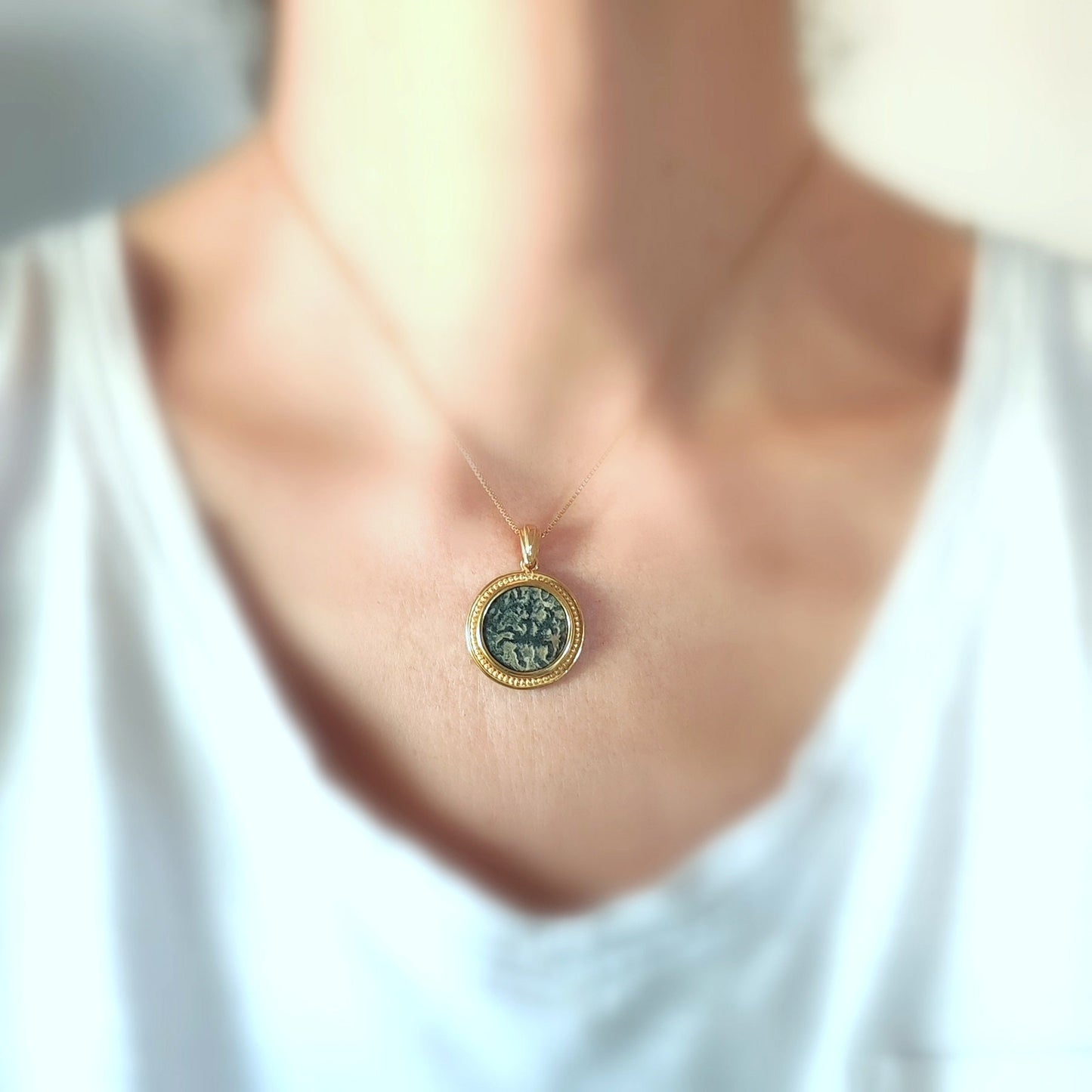 Authentic Crusader Coin Necklace, Horse Coin Gold Plated Pendant, Christian Latin Cross Pendant, Knights Templar Jewelry, Vintage Necklace