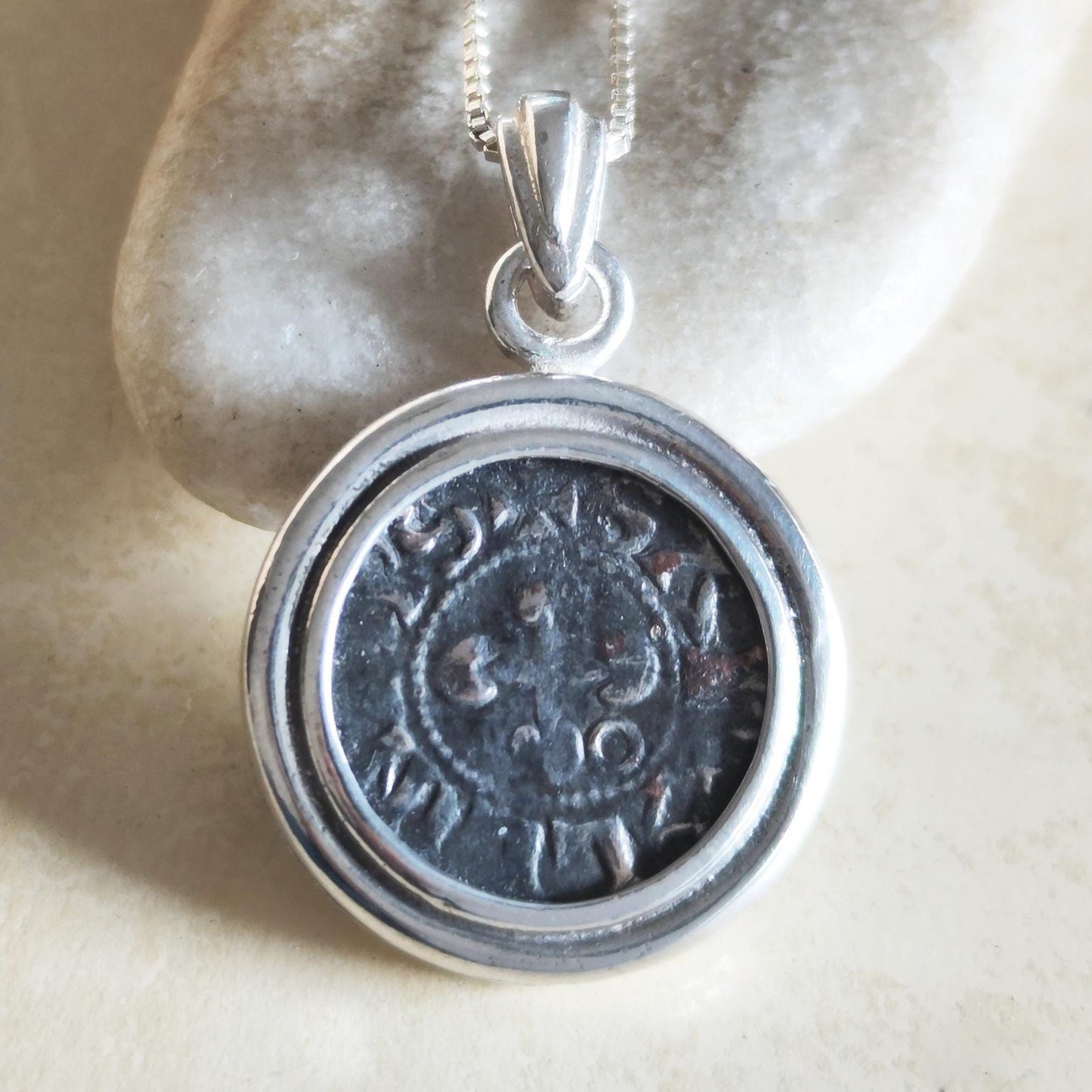 Medieval Crusader Cross Coin Silver Necklace, 1st Crusade France Coin, Christian Medallion Pendant, Gift Idea for Men