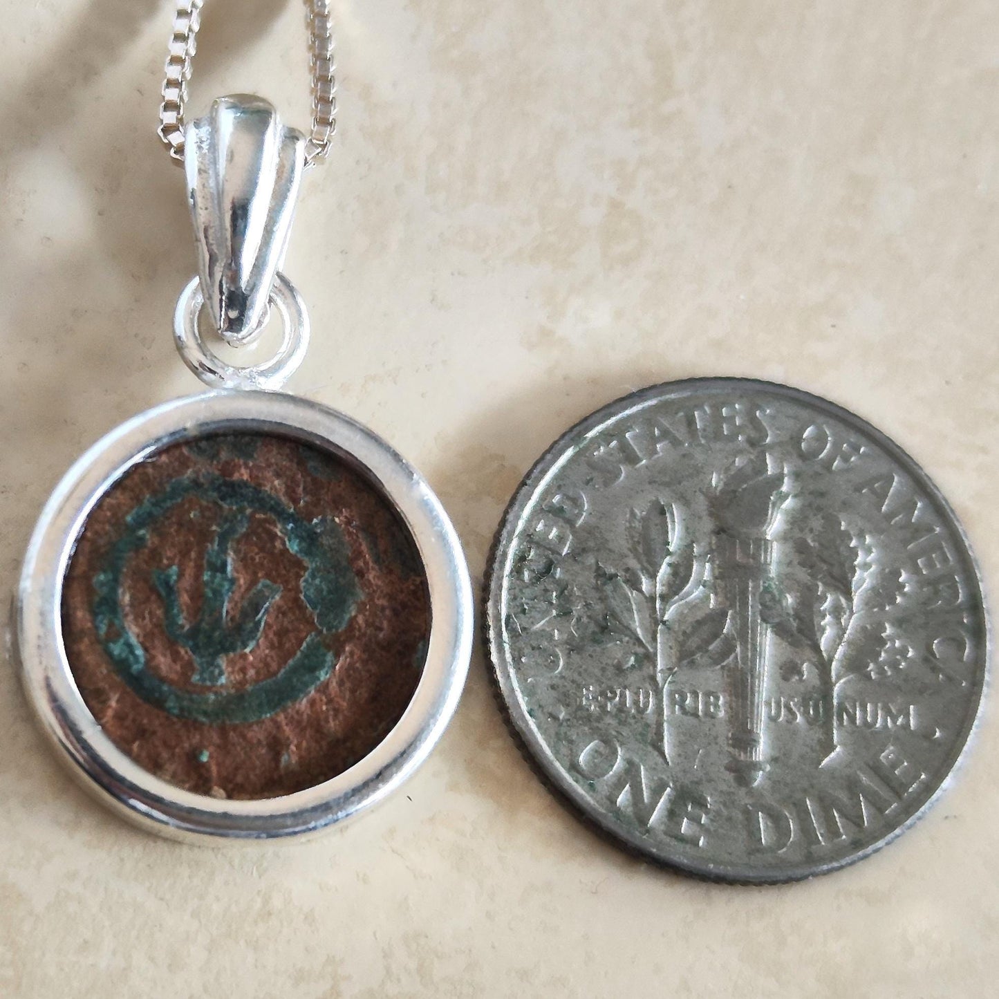 Christian Artifact Silver Pendant for Men, Ancient Judean Widow’s Mite Necklace, Jesus Poor Widow Story Jewelry