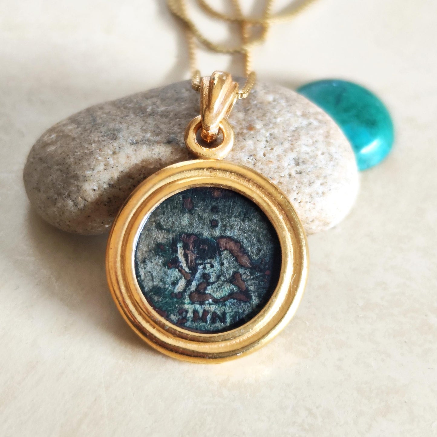 Genuine Roman Romulus & Remus coin necklace, Vintage Coin Pendant, women medallion jewelry, antique Constantine She wolf bronze coin