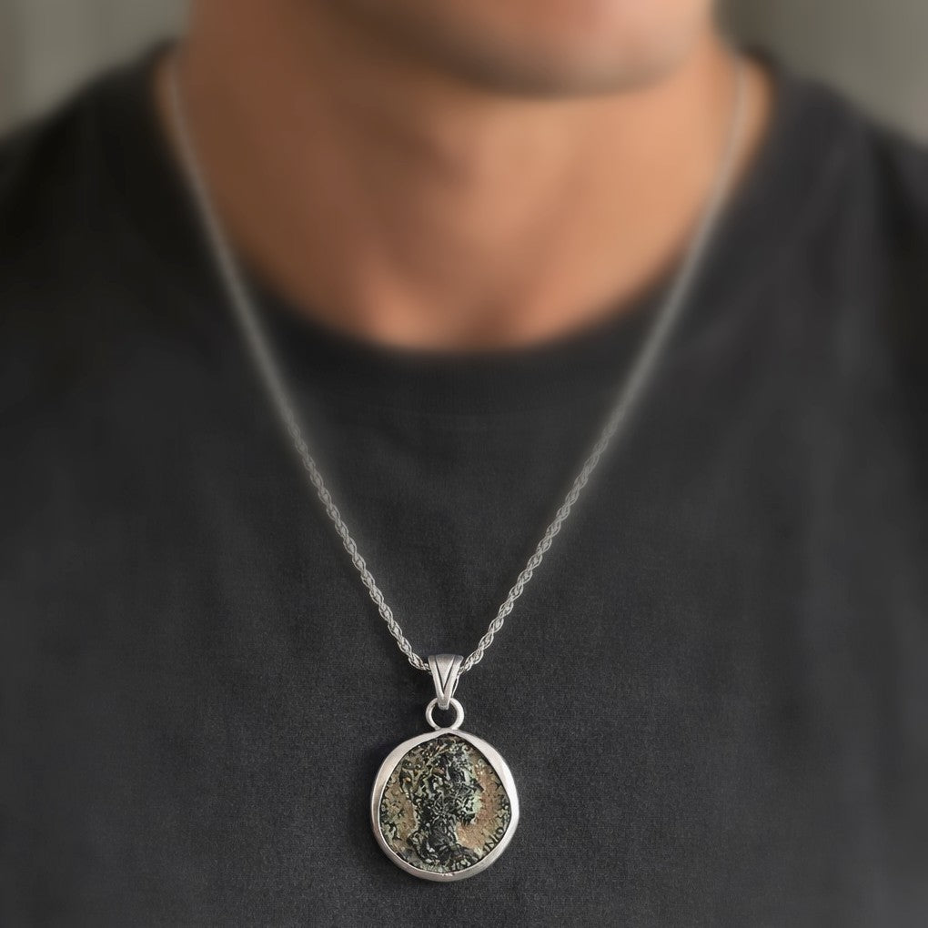 MARCUS AURELIUS Ancient Roman Coin Pendant Medallion, Stoic Philosophy, Sterling Silver Barr Designs