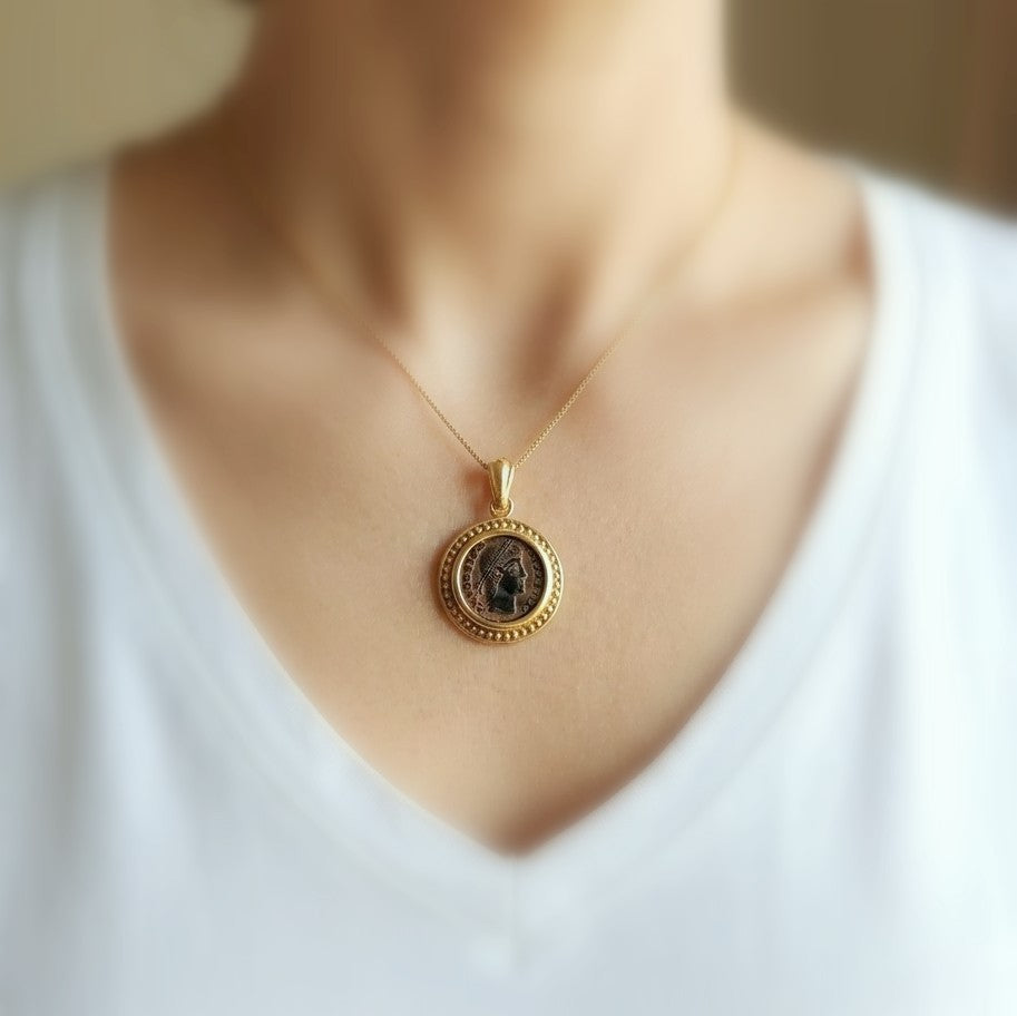Authentic Certified Roman Coin Medallion, Emperor Constantius, Gold Plated Necklace Barr Designs