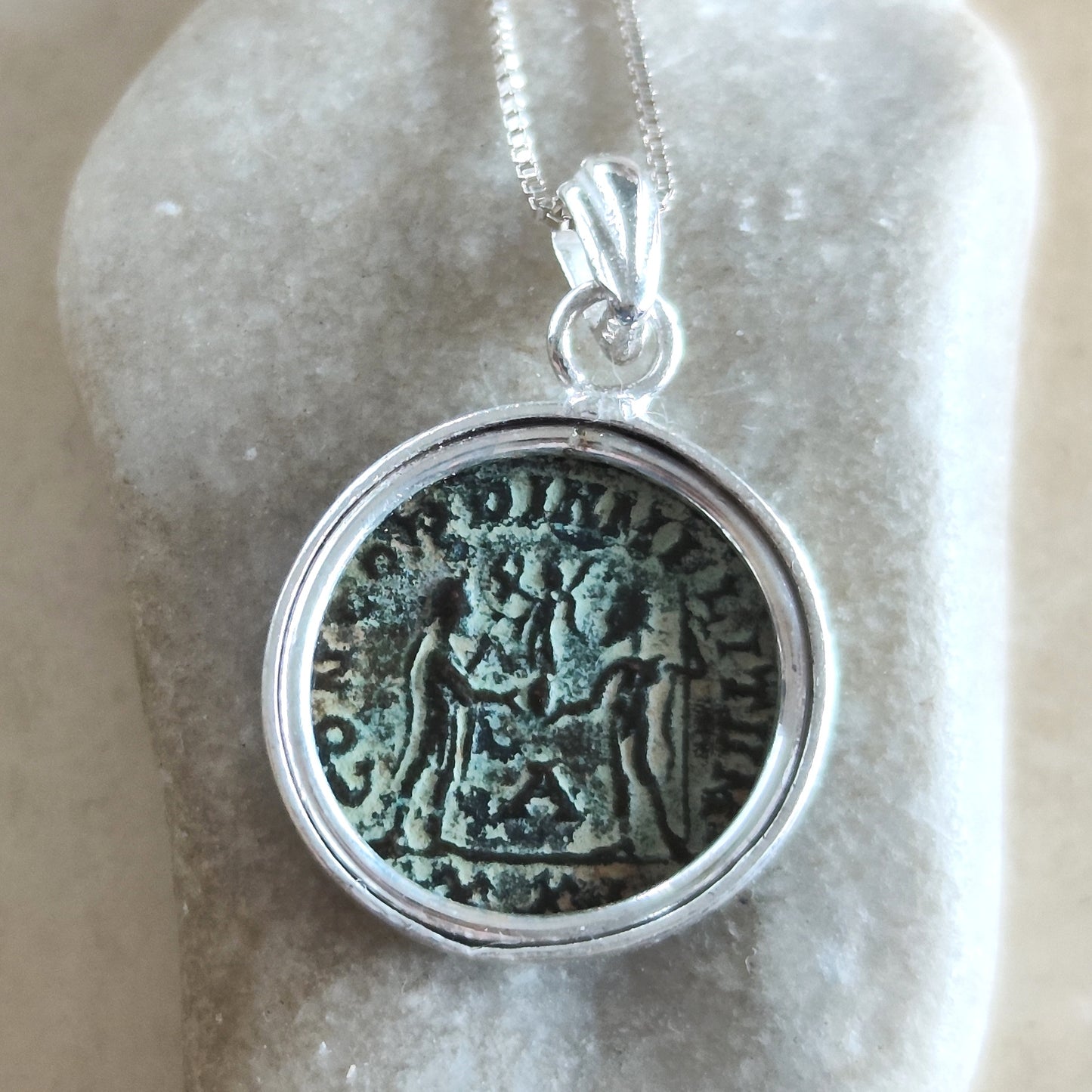 Authentic Certified Roman Emperor Diocletian Coin Necklace, Antique Silver Medallion, Men Unisex Coin Jewelry