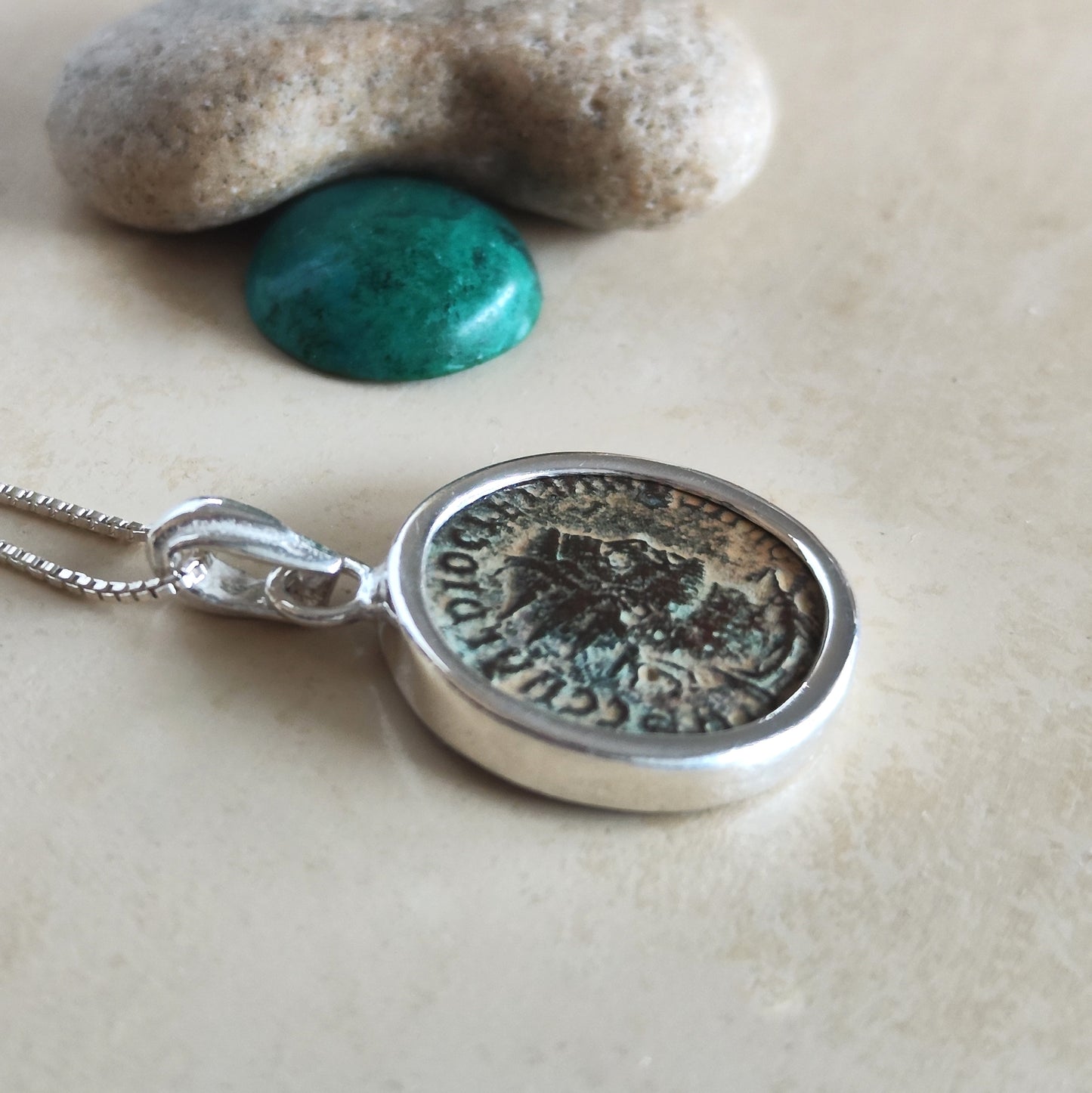 Authentic Certified Roman Emperor Diocletian Coin Necklace, Antique Silver Medallion, Men Unisex Coin Jewelry