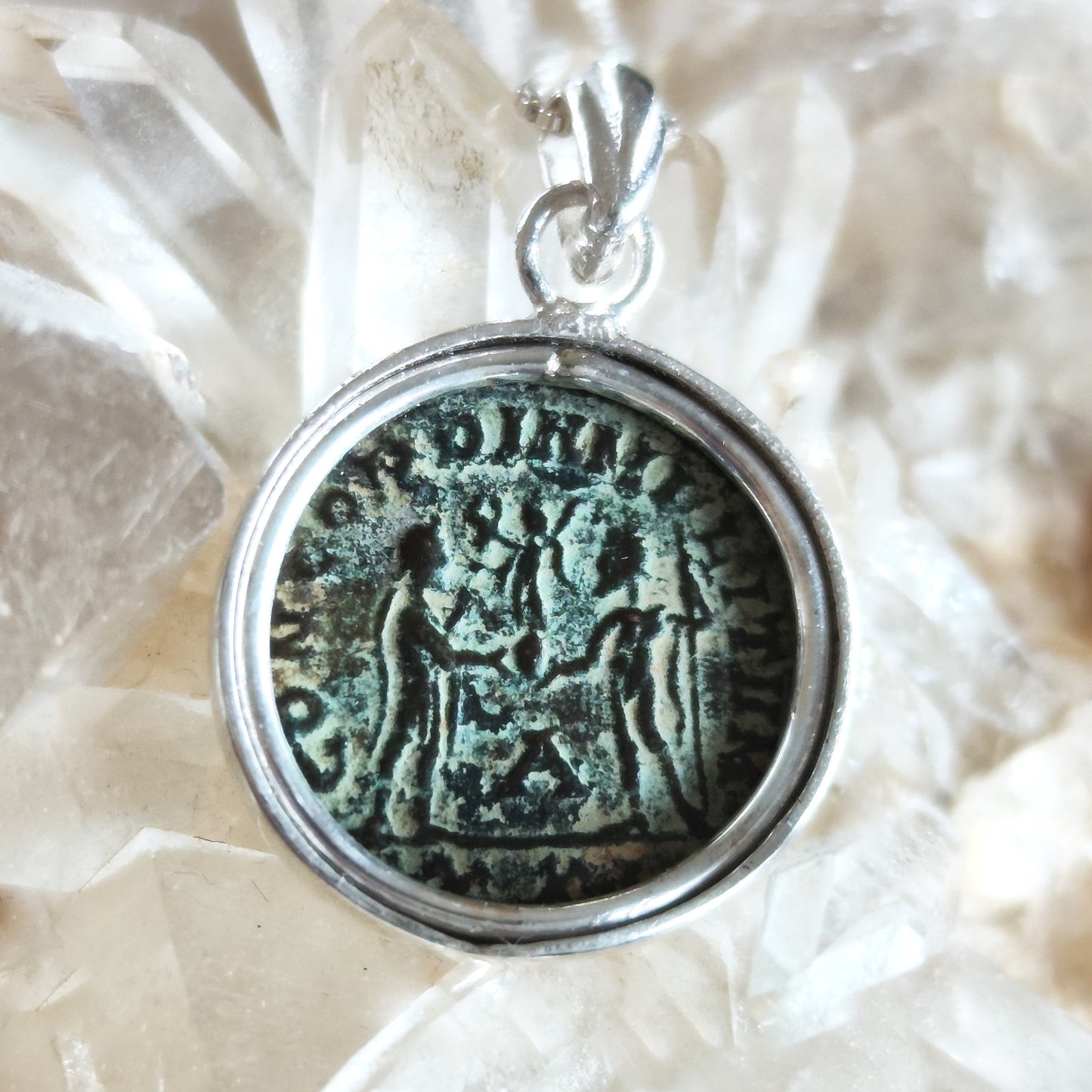 Authentic Certified Roman Emperor Diocletian Coin Necklace, Antique Silver Medallion, Men Unisex Coin Jewelry