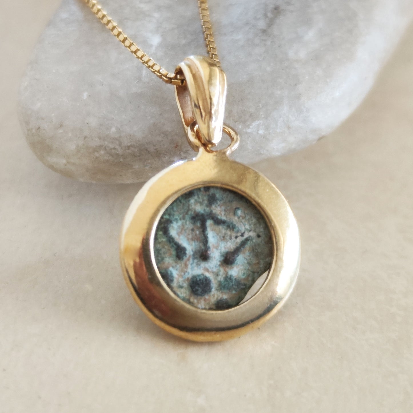 Antique Widow's Mite Coin Pendant, Jesus Time Coin Gold Plated Charm Pendant, Bible Gift for Widow