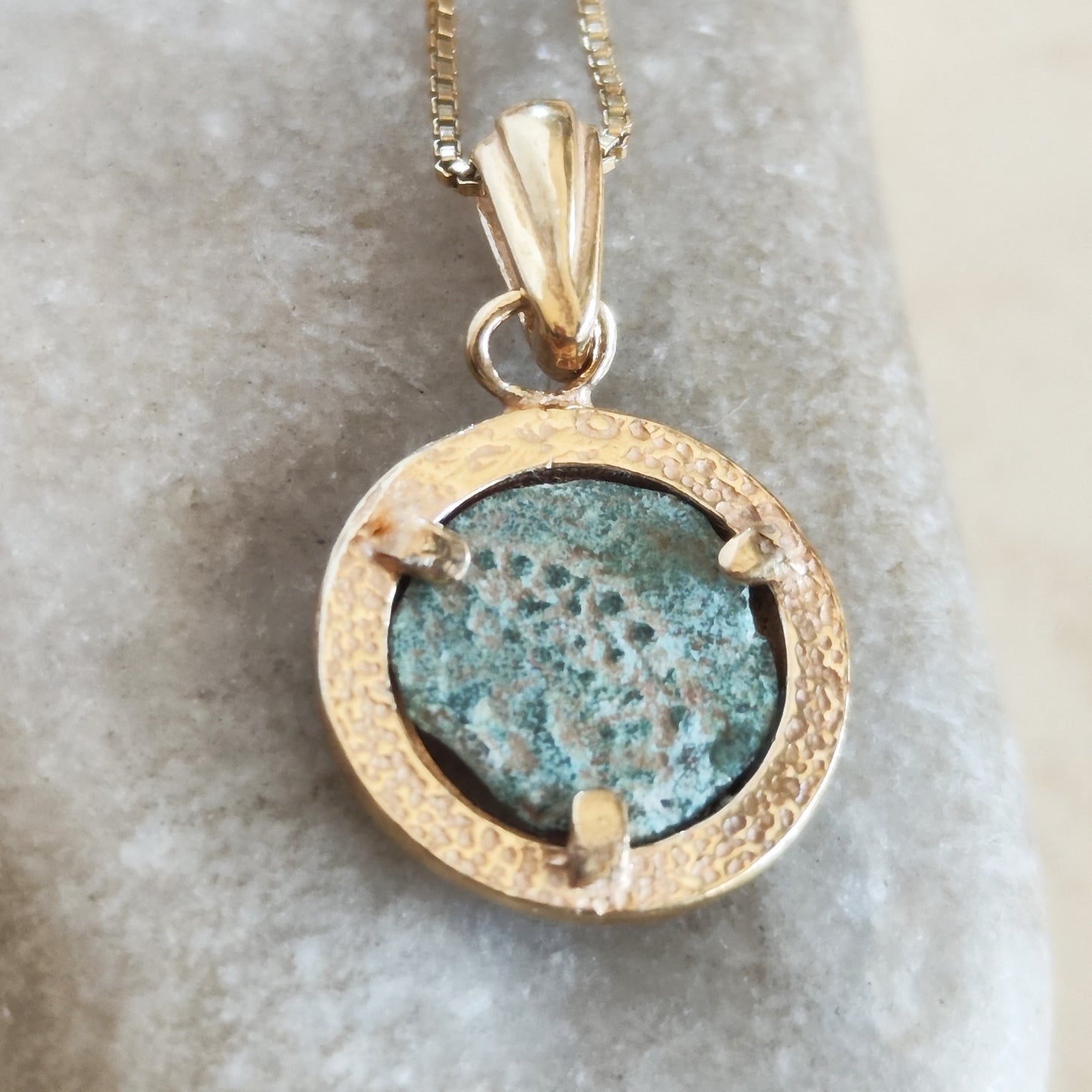 Antique Widow's Mite Coin Pendant, Jesus Time Coin Gold Plated Charm Pendant, Bible Gift for Widow