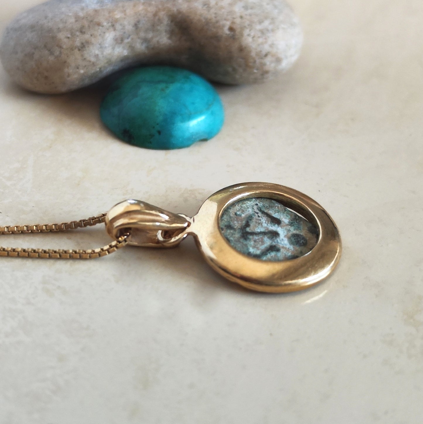 Antique Widow's Mite Coin Pendant, Jesus Time Coin Gold Plated Charm Pendant, Bible Gift for Widow