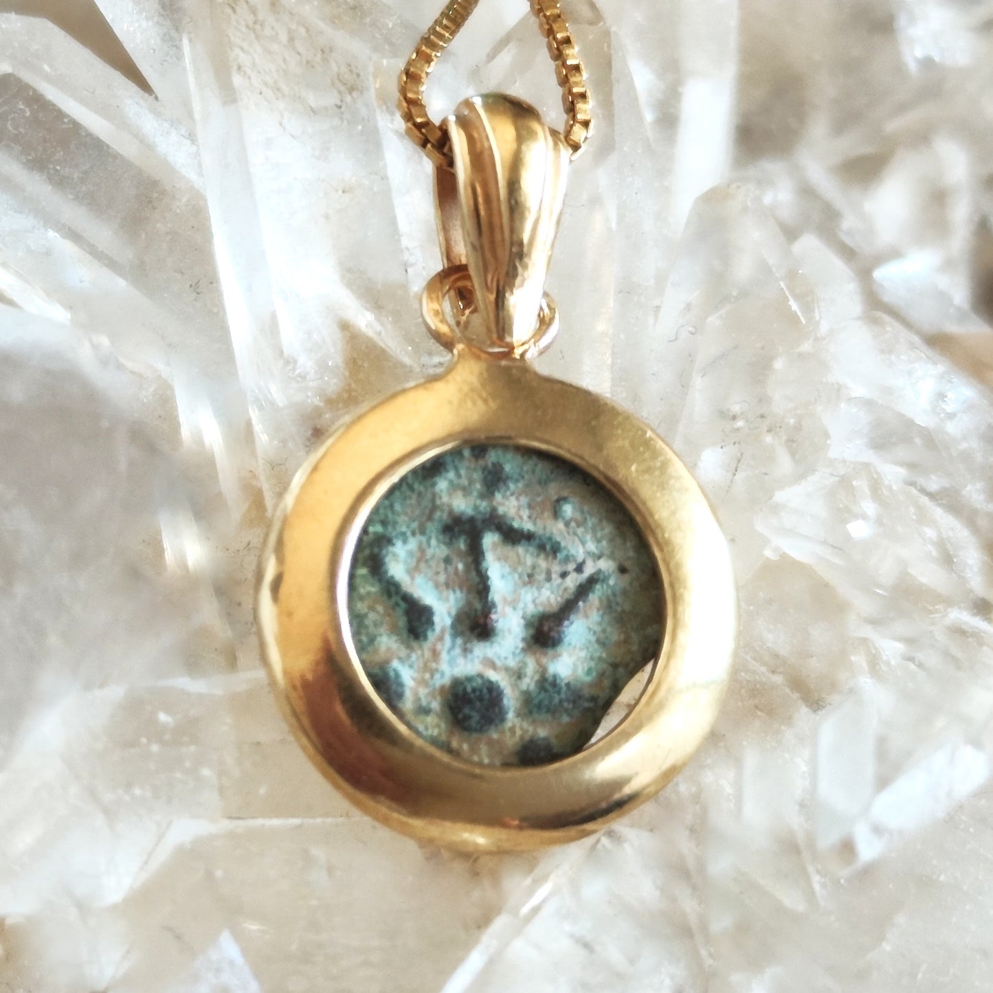 Antique Widow's Mite Coin Pendant, Jesus Time Coin Gold Plated Charm Pendant, Bible Gift for Widow