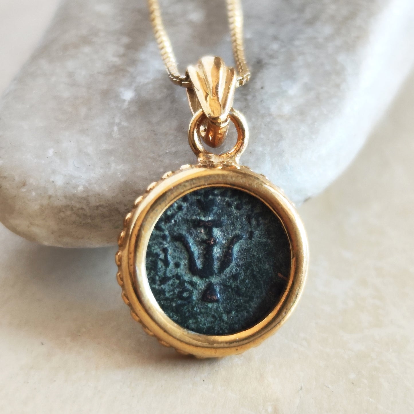 Genuine Biblical Coin Necklace, Antique Real Widow's Mite Coin Gold Plated small Pendant, Jesus Ancient Coin Jewelry, Christian Gift Idea