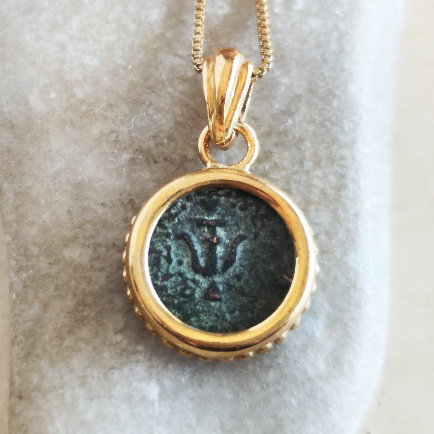 Genuine Biblical Coin Necklace, Antique Real Widow's Mite Coin Gold Plated small Pendant, Jesus Ancient Coin Jewelry, Christian Gift Idea