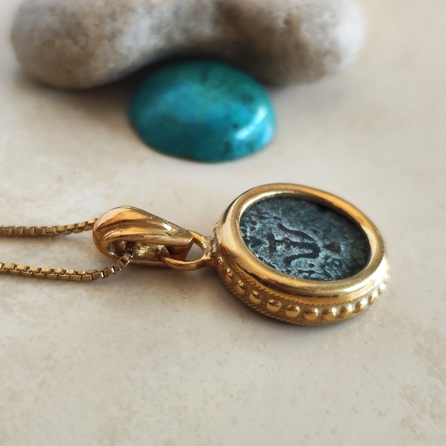 Genuine Biblical Coin Necklace, Antique Real Widow's Mite Coin Gold Plated small Pendant, Jesus Ancient Coin Jewelry, Christian Gift Idea