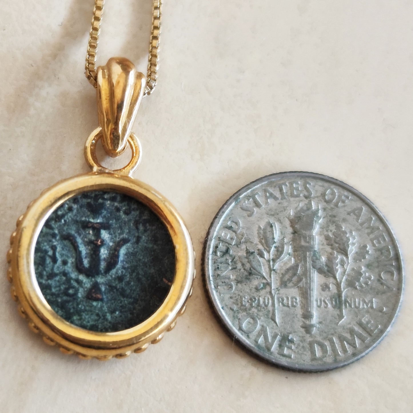 Genuine Biblical Coin Necklace, Antique Real Widow's Mite Coin Gold Plated small Pendant, Jesus Ancient Coin Jewelry, Christian Gift Idea