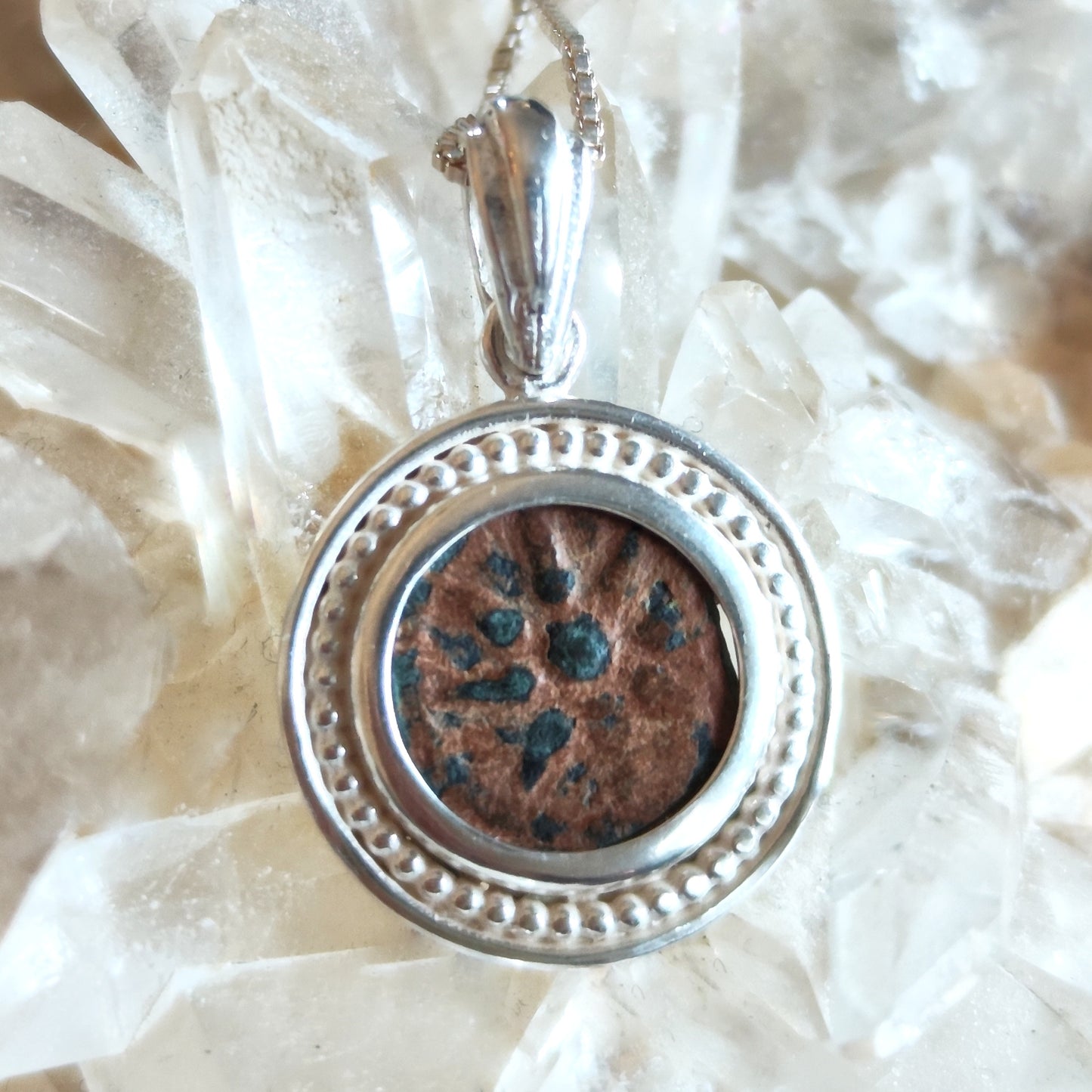 Certified Antique Widow's Mite Coin Pendant, Christian Medallion Gift, Mark 12:41 Bible Jewelry