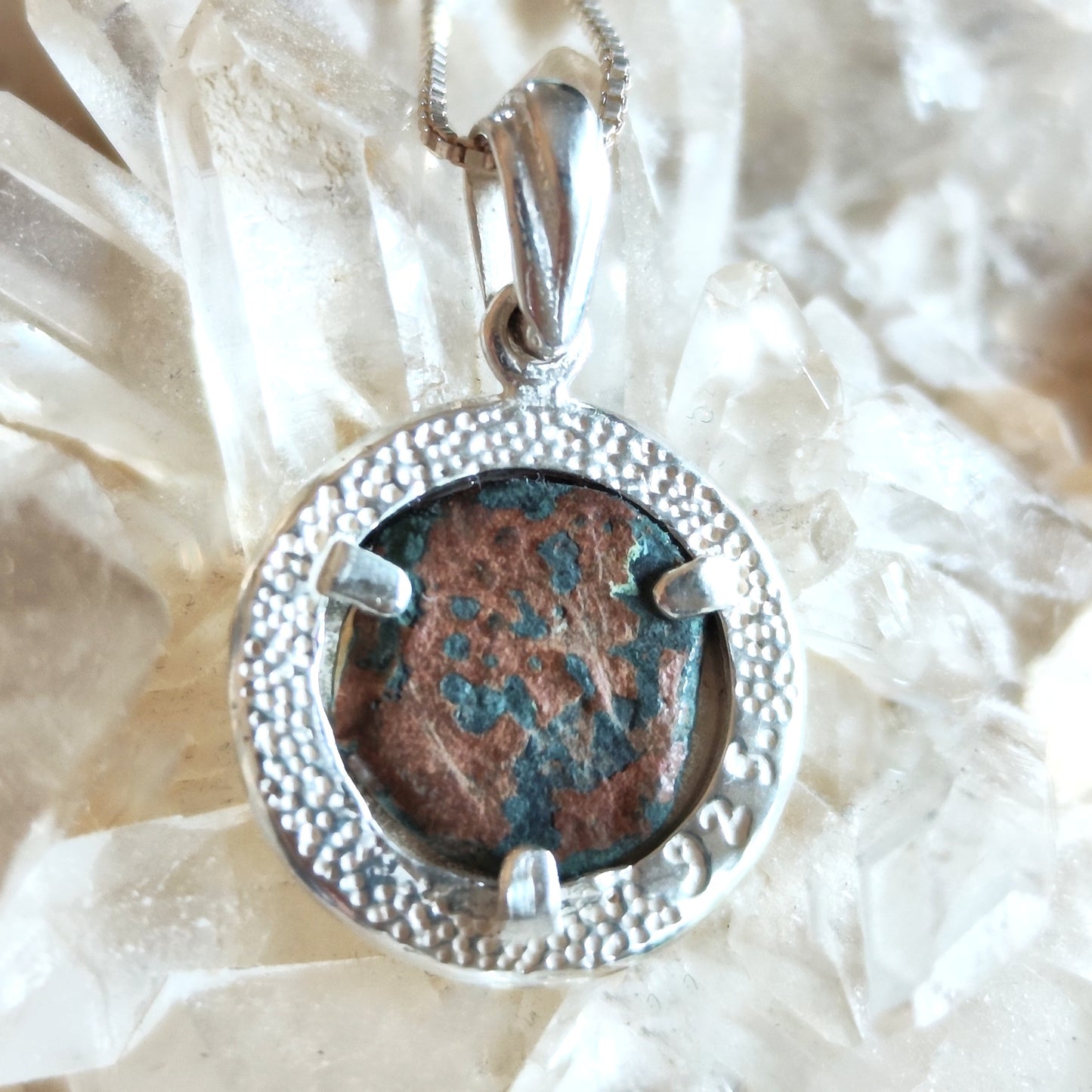 Certified Antique Widow's Mite Coin Pendant, Christian Medallion Gift, Mark 12:41 Bible Jewelry