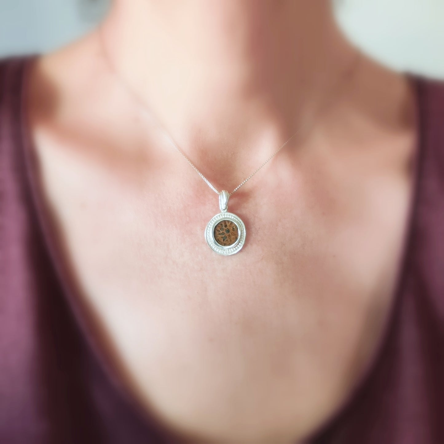 Certified Antique Widow's Mite Coin Pendant, Christian Medallion Gift, Mark 12:41 Bible Jewelry