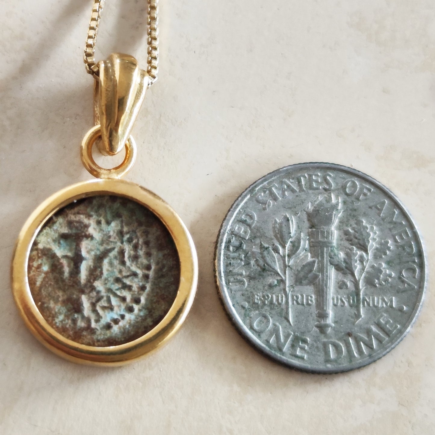 Authentic Certified Ancient Coin Pendant, Widow's Mite Necklace, Medallion Necklace, Vintage Coin Pendant, Christian Coin Gift, Widow Gift