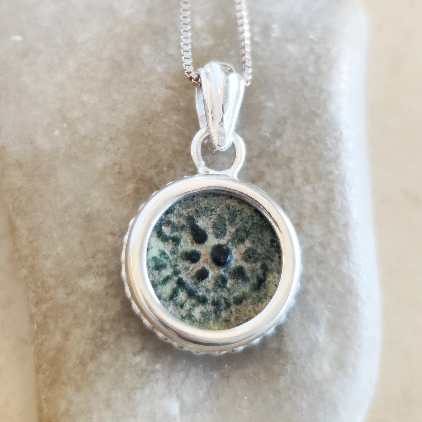 Authentic Biblical Widow's Mite Coin Silver Necklace, Christian Small Medallion, Gift Idea for Her