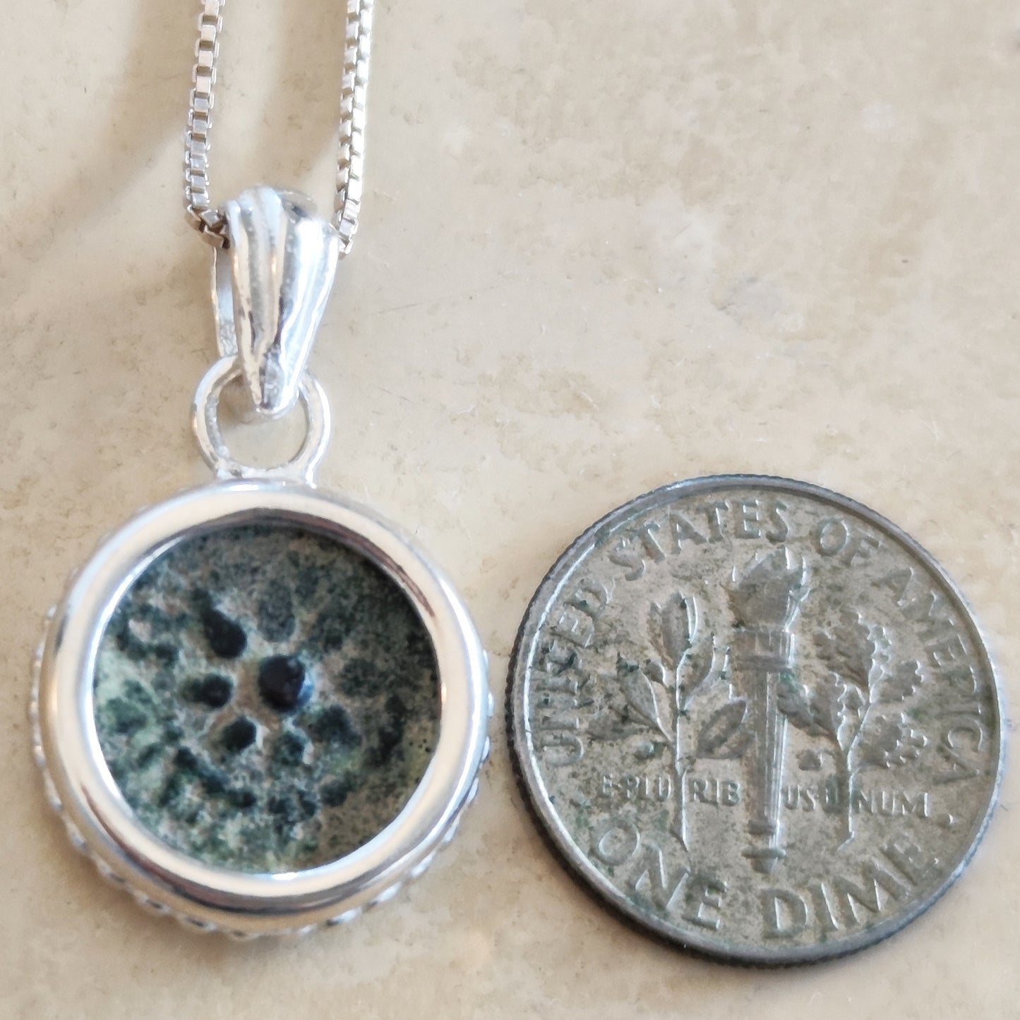 Authentic Biblical Widow's Mite Coin Silver Necklace, Christian Small Medallion, Gift Idea for Her