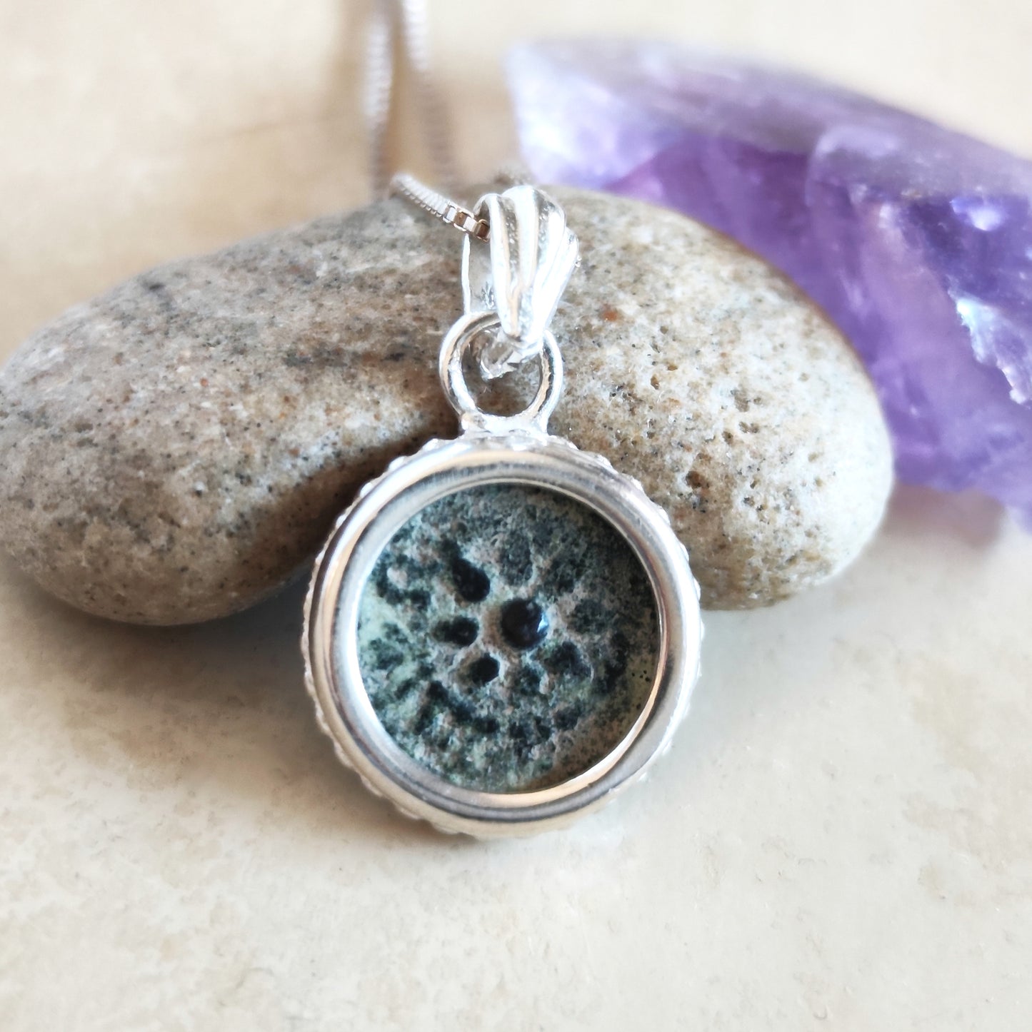 Authentic Biblical Widow's Mite Coin Silver Necklace, Christian Small Medallion, Gift Idea for Her