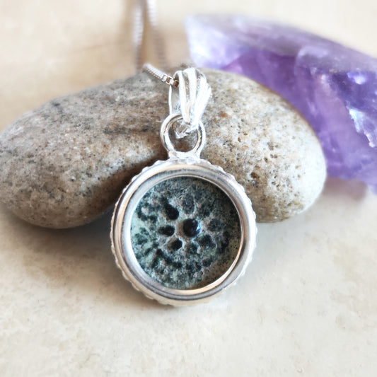 Authentic Biblical Widow's Mite Coin Silver Necklace, Christian Small Medallion, Gift Idea for Her