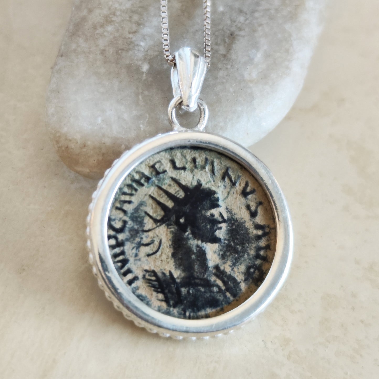Emperor Aurelian Roman Coin Necklace, Authentic Certified Ancient Coin Silver Pendant, Antique Roman medallion, Vintage Pendant, unisex gift