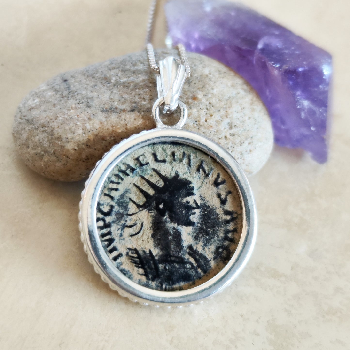Emperor Aurelian Roman Coin Necklace, Authentic Certified Ancient Coin Silver Pendant, Antique Roman medallion, Vintage Pendant, unisex gift