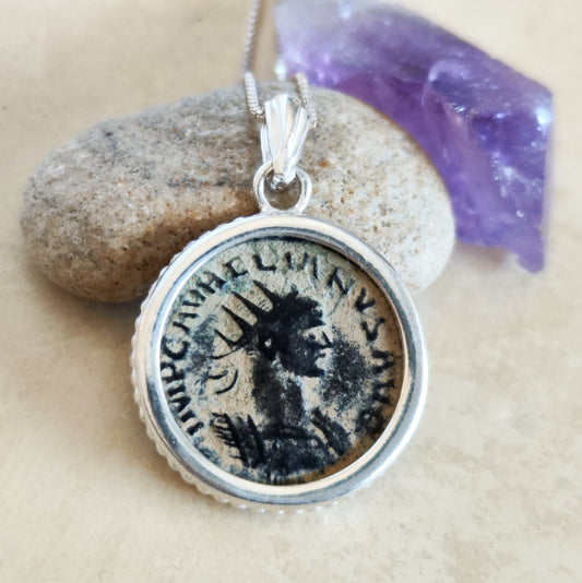 Emperor Aurelian Roman Coin Necklace, Authentic Certified Ancient Coin Silver Pendant, Antique Roman medallion, Vintage Pendant, unisex gift