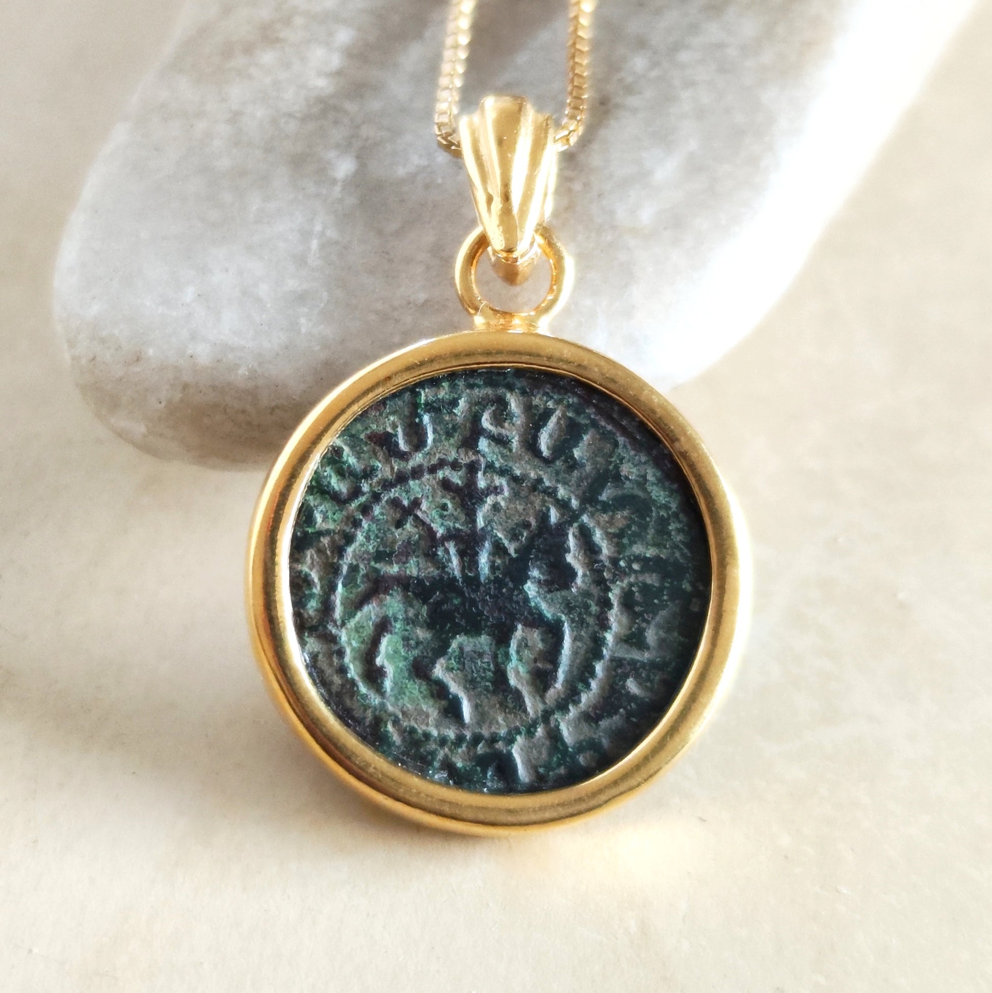 Crusader Knight Coin Pendant: Armenian Cilicia Horse Cross, Gold Plated Medallion Barr Designs