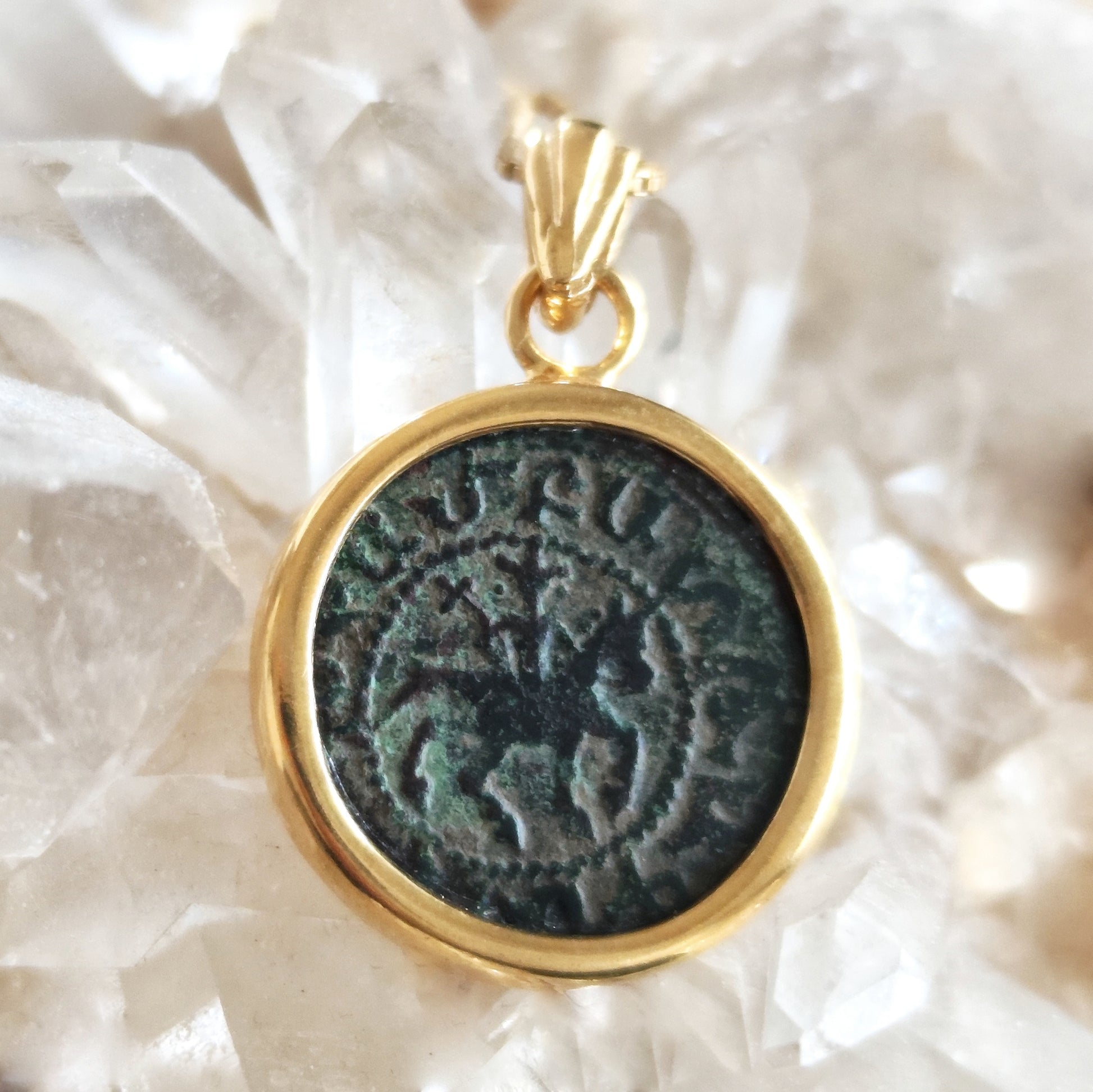 Crusader Knight Coin Pendant: Armenian Cilicia Horse Cross, Gold Plated Medallion Barr Designs