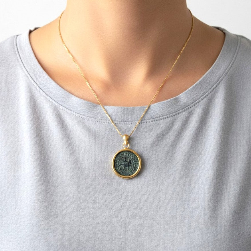 Crusader Knight Coin Pendant: Armenian Cilicia Horse Cross, Gold Plated Medallion Barr Designs