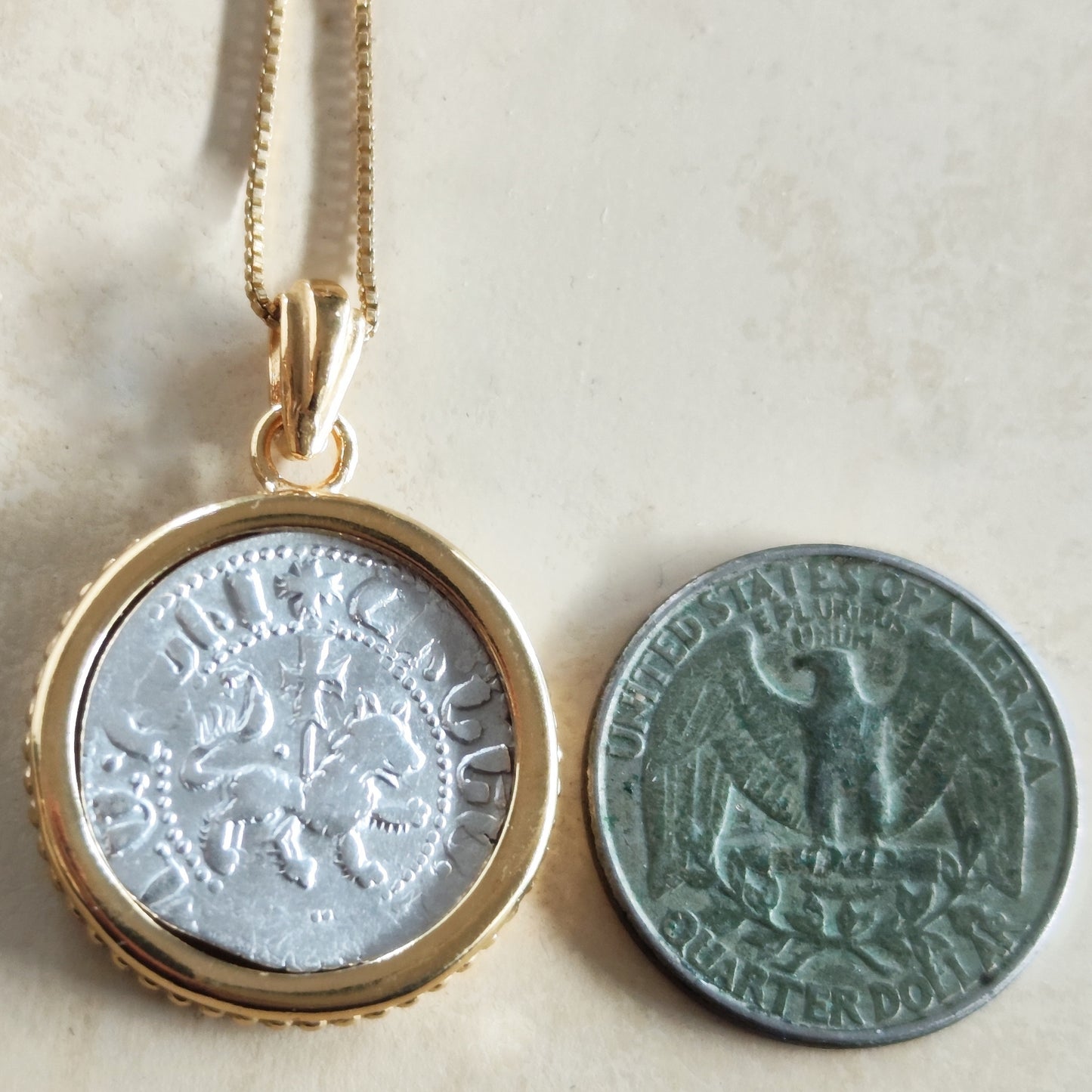 Medieval Silver Coin Necklace: 13th Century Armenian Crusader Knight Lion Pendant Barr Designs