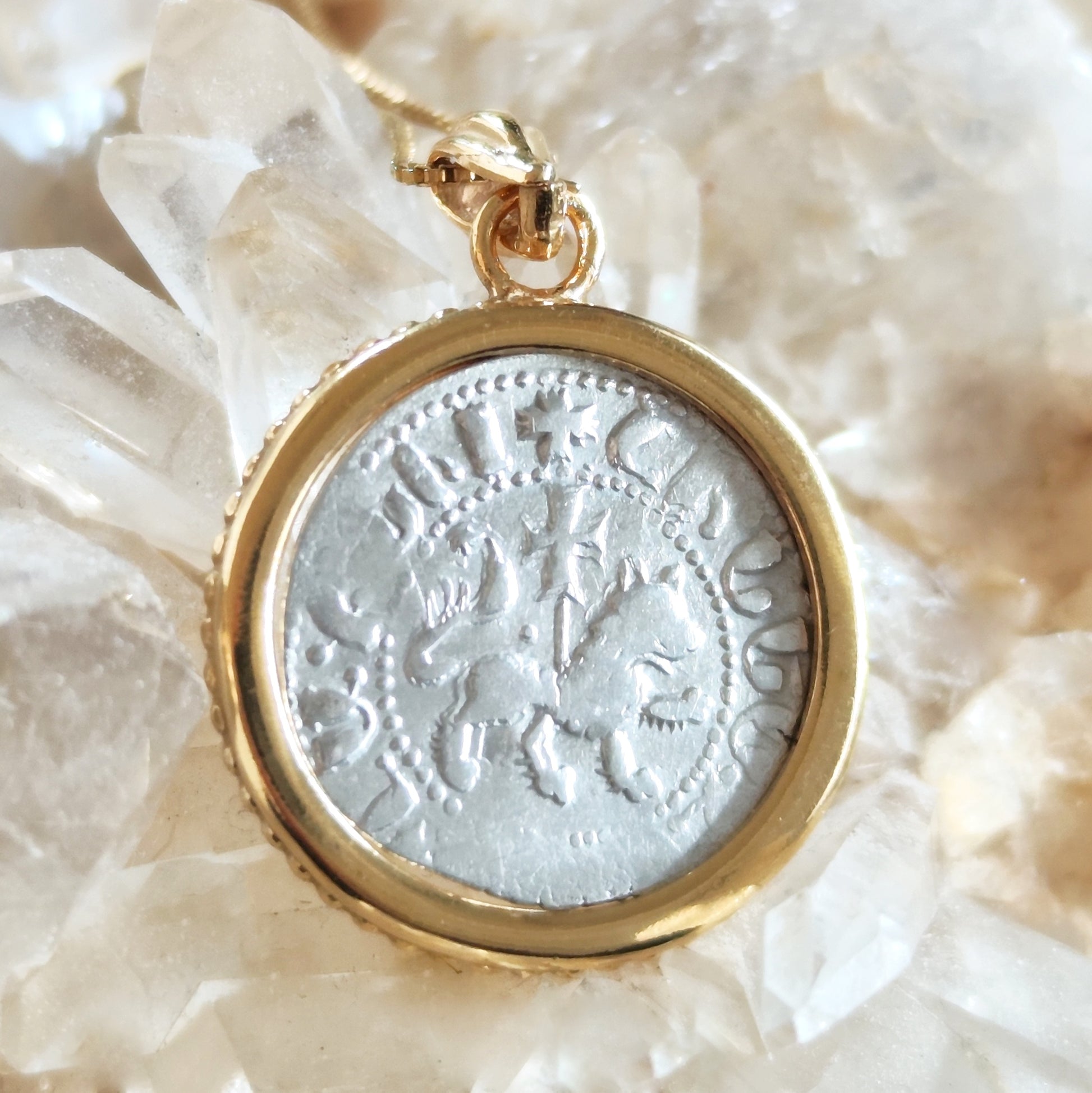 Medieval Silver Coin Necklace: 13th Century Armenian Crusader Knight Lion Pendant Barr Designs