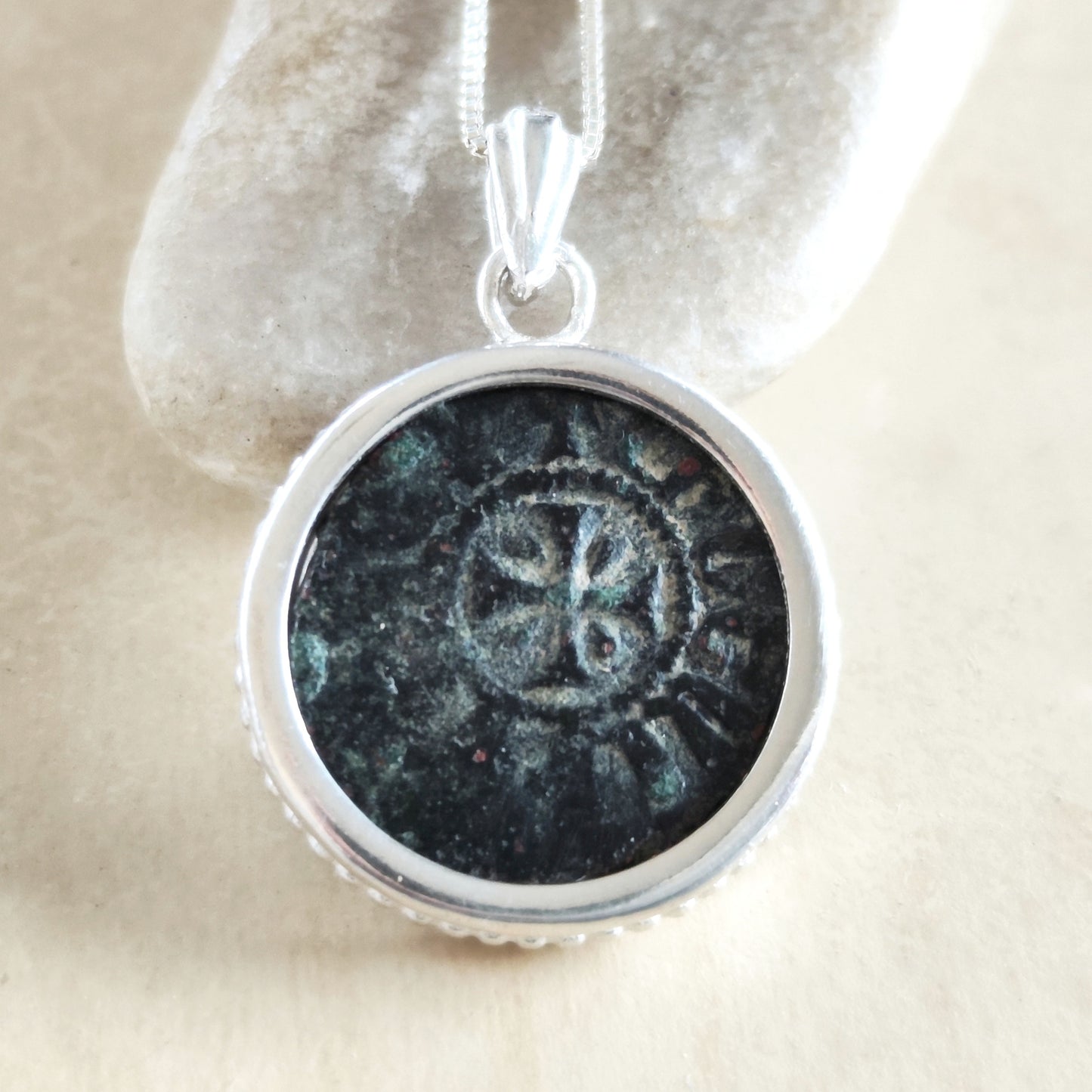 Ancient Armenian Kingdom Coin Necklace: Sterling Silver Crusader Latin Cross Pendant Barr Designs