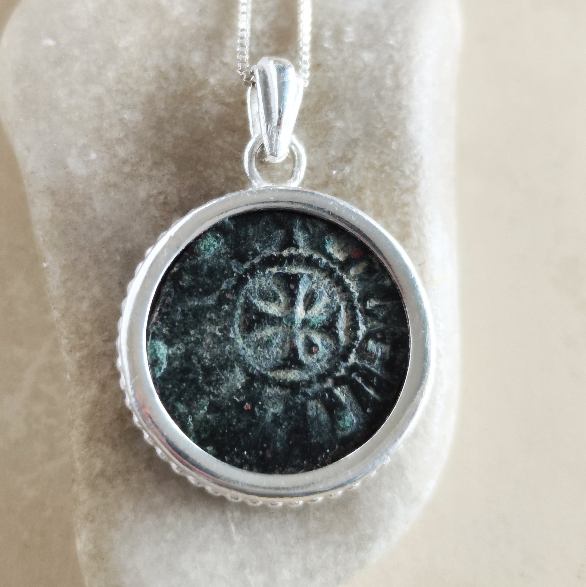 Ancient Armenian Kingdom Coin Necklace: Sterling Silver Crusader Latin Cross Pendant Barr Designs