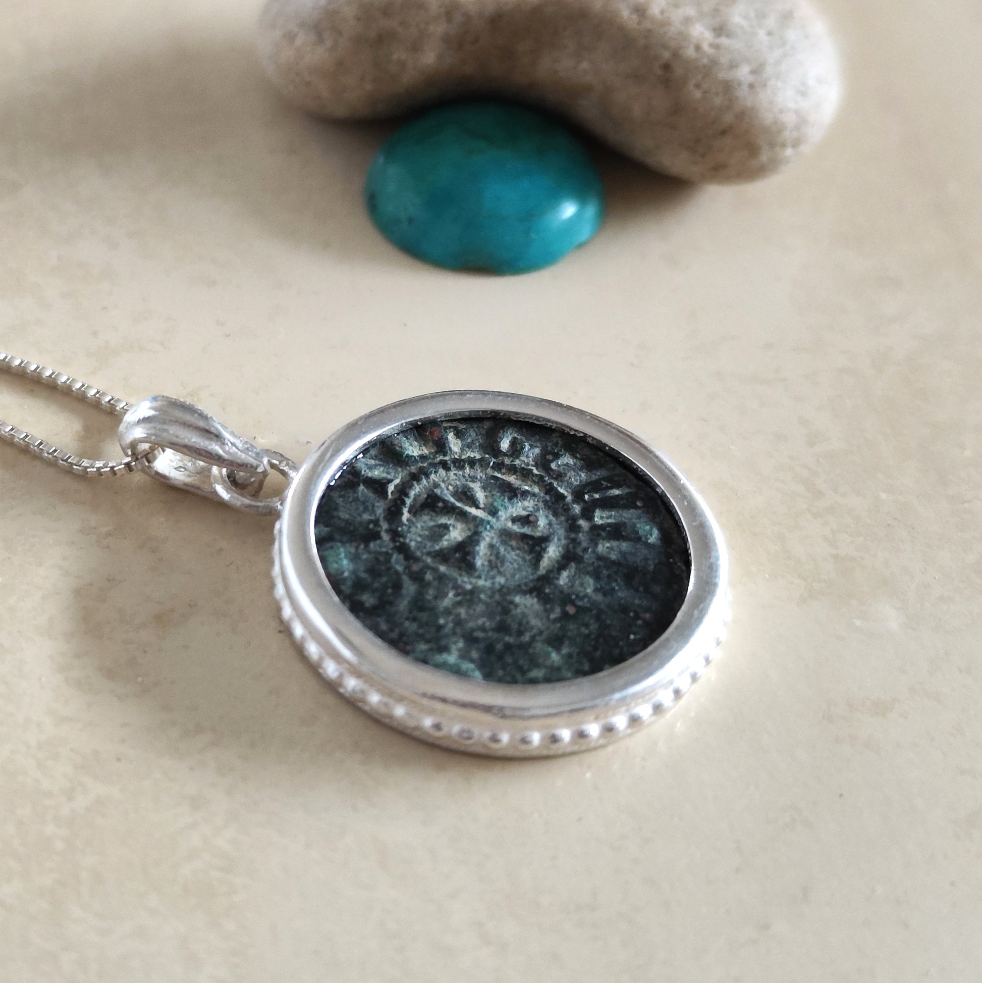 Ancient Armenian Kingdom Coin Necklace: Sterling Silver Crusader Latin Cross Pendant Barr Designs