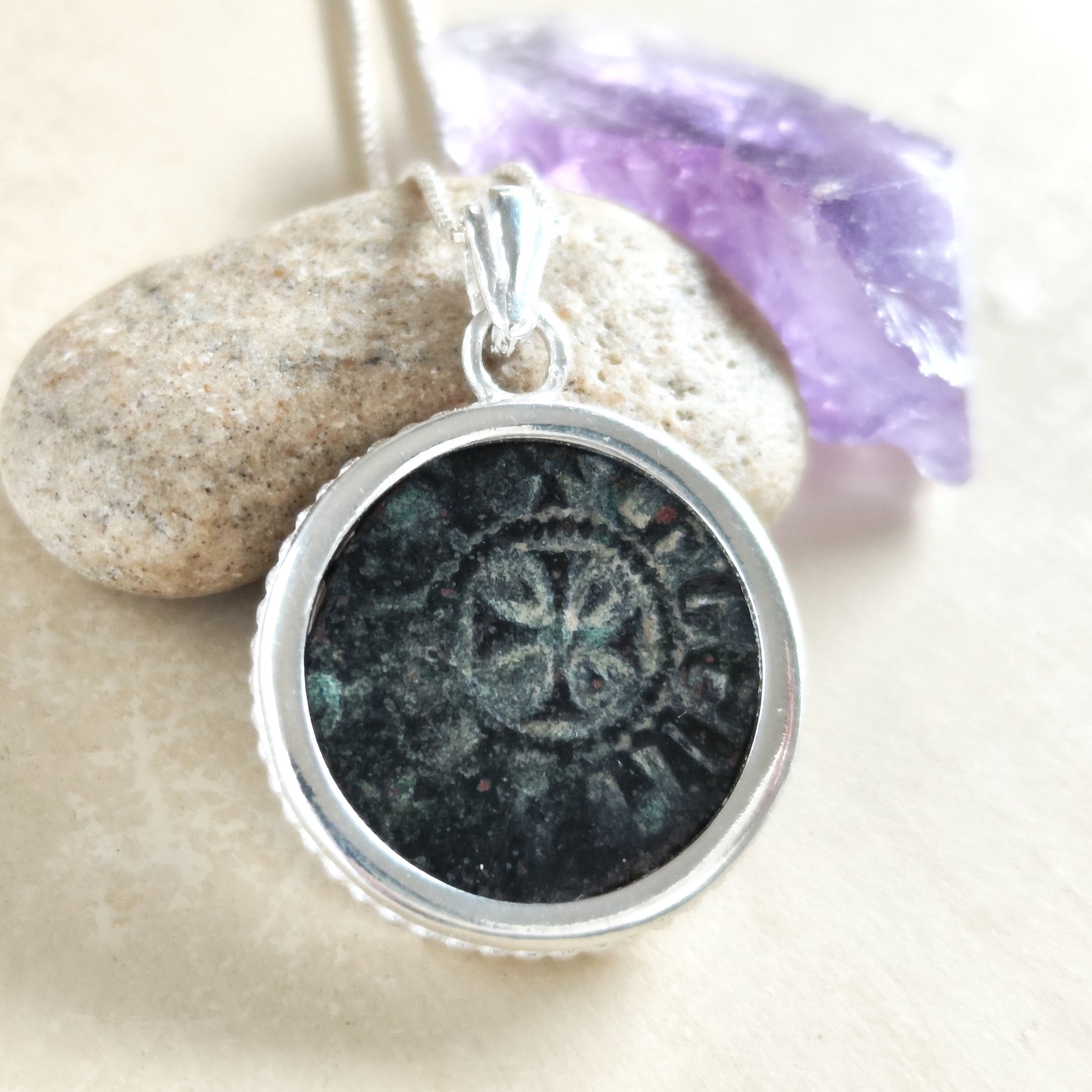 Ancient Armenian Kingdom Coin Necklace: Sterling Silver Crusader Latin Cross Pendant Barr Designs