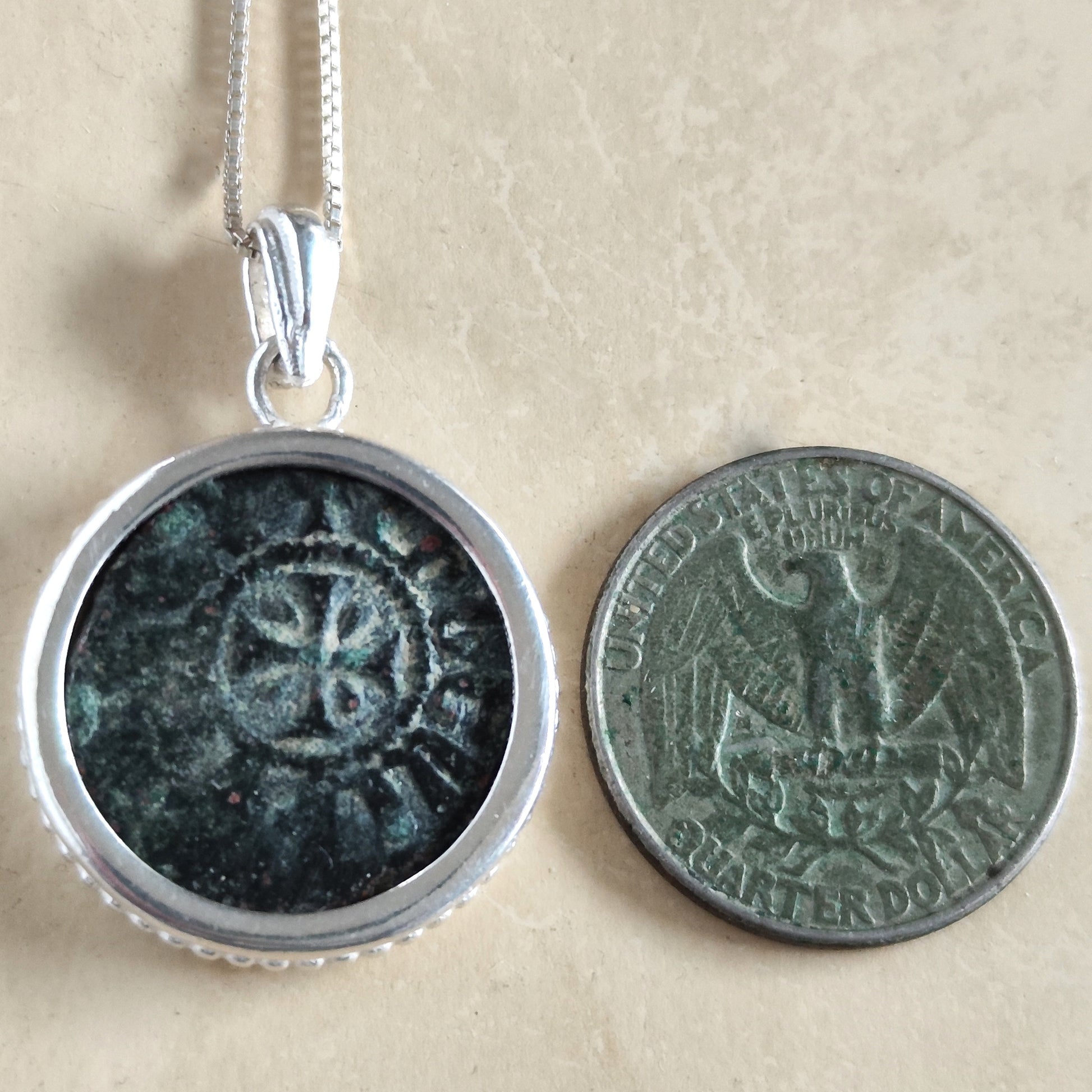 Ancient Armenian Kingdom Coin Necklace: Sterling Silver Crusader Latin Cross Pendant Barr Designs