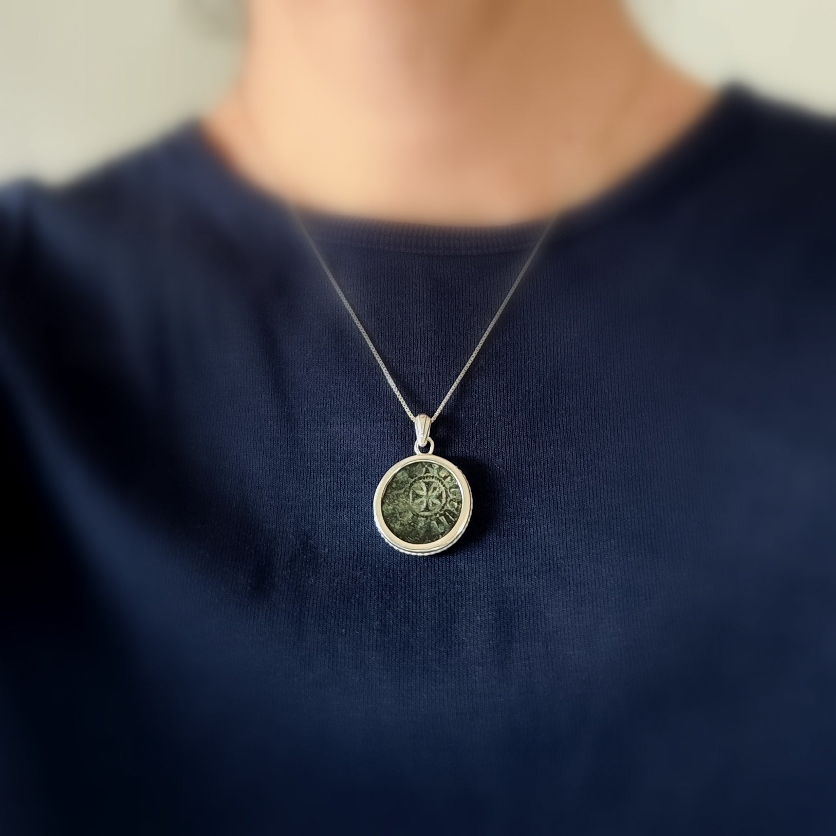 Ancient Armenian Kingdom Coin Necklace: Sterling Silver Crusader Latin Cross Pendant Barr Designs