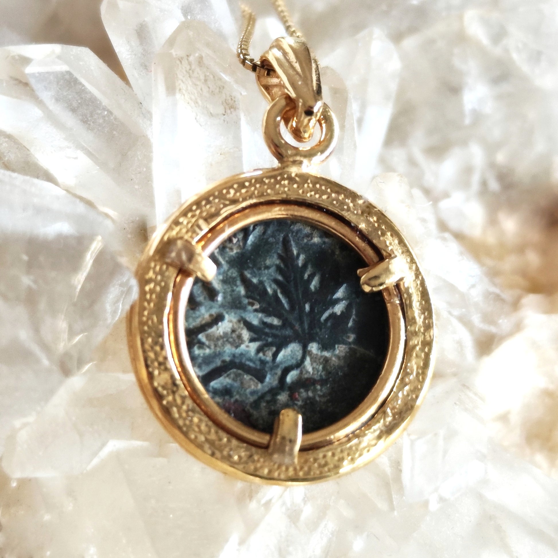 Great Jewish Revolt Coin Pendant, Freedom of Zion Masada Prutah necklace, Gold Plated Barr Designs