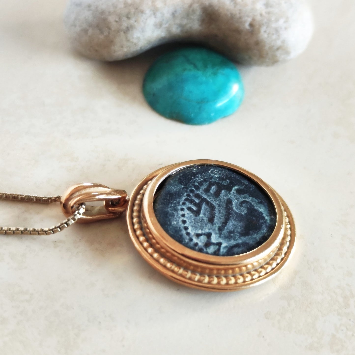 First Jewish Revolt Coin Medallion: Masada Prutah, Sterling Silver & Gold Barr Designs
